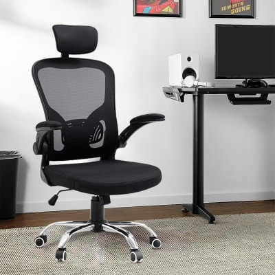 cadeira de escritório ergonômica com estofado de mesh (preto profundo)