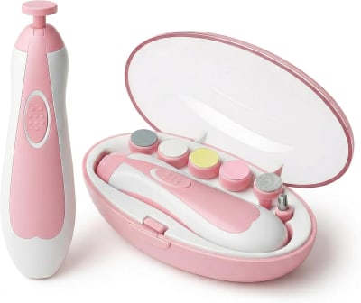 kit manicure elétrico bebê – cortador de unhas seguro e silencioso com 6 lixas (azul turquesa)