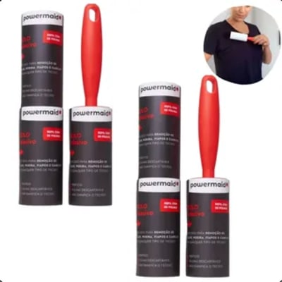 kit 2 rolo adesivo tira pelo roupa sofá + 4 refil rende muito flash limp