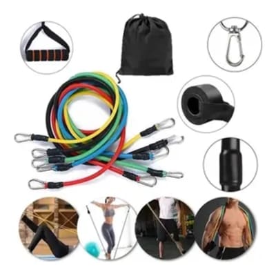 kit 20 itens esportivos para treino em casa academia fitness funcional com elásticos extensor puxadores massageador faixas elásticas mini band p/ exercícios ginástica fisioterapia topsand activewear