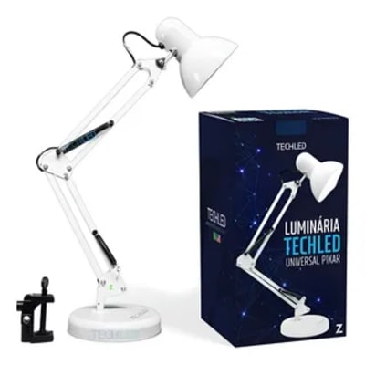 luminária articulável com porta lápis, caneta e suporte de celular abajur articulado ajustável