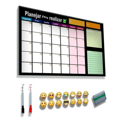 quadro planejamento mensal - planner semanal - planejador preto