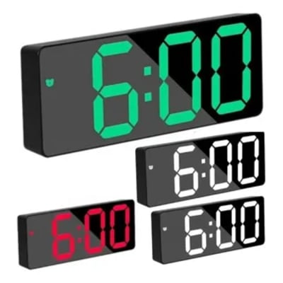 relógio digital de mesa led com data e despertador marca homeroarte branco