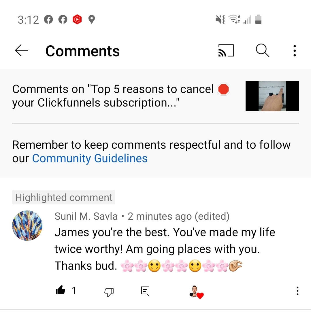 Testimonial comment on marketing and SEO success