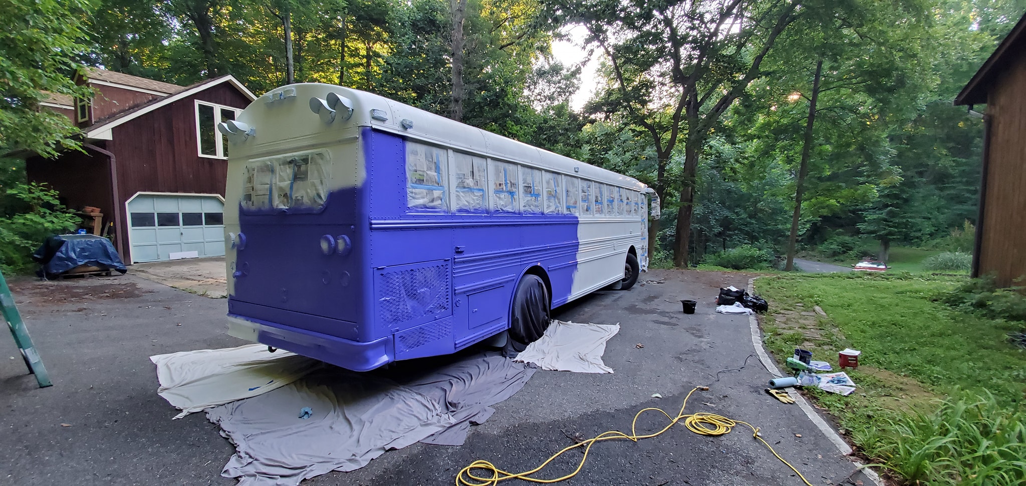Partially Painted Bus