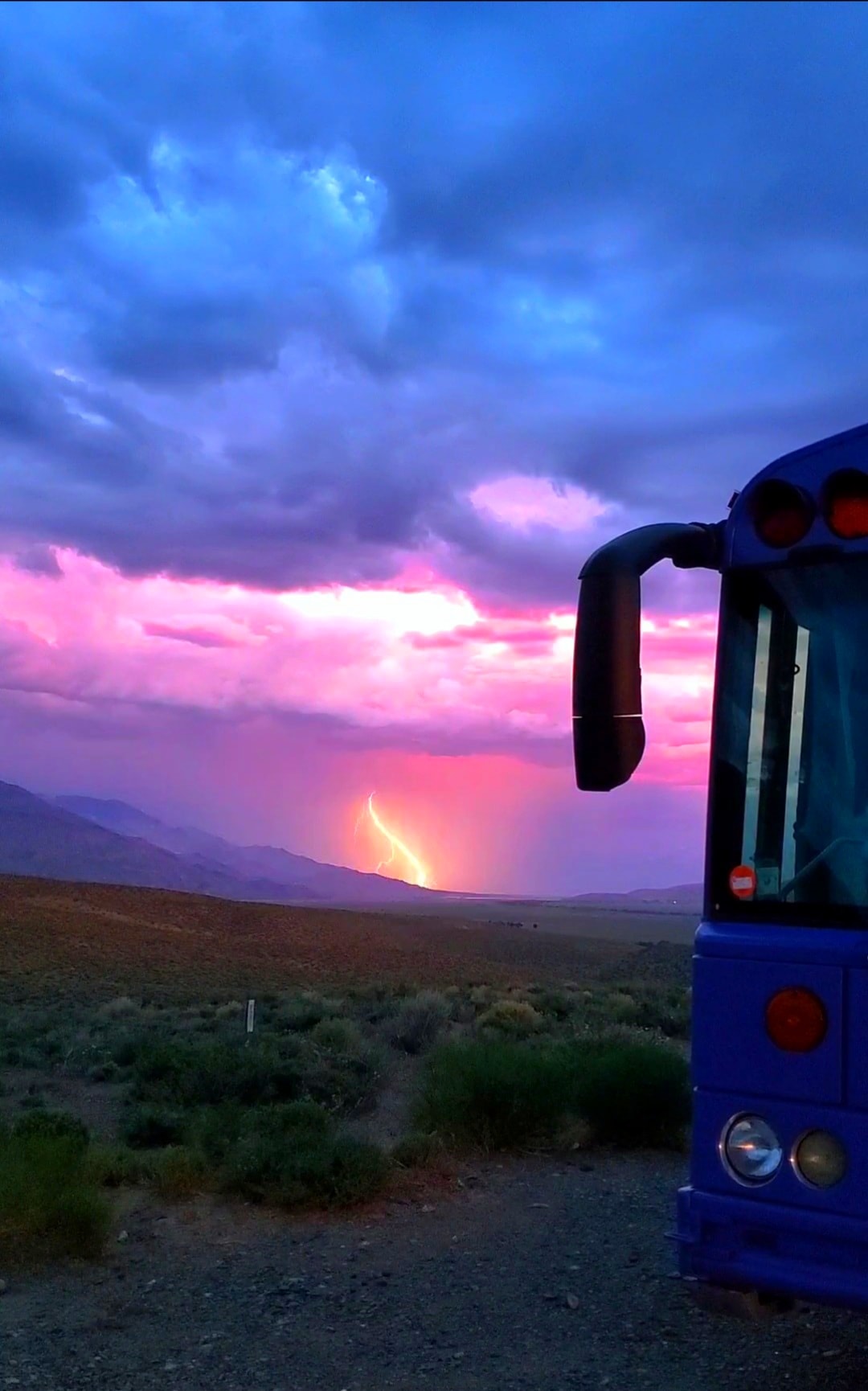 Skoolie During Lightning Strike