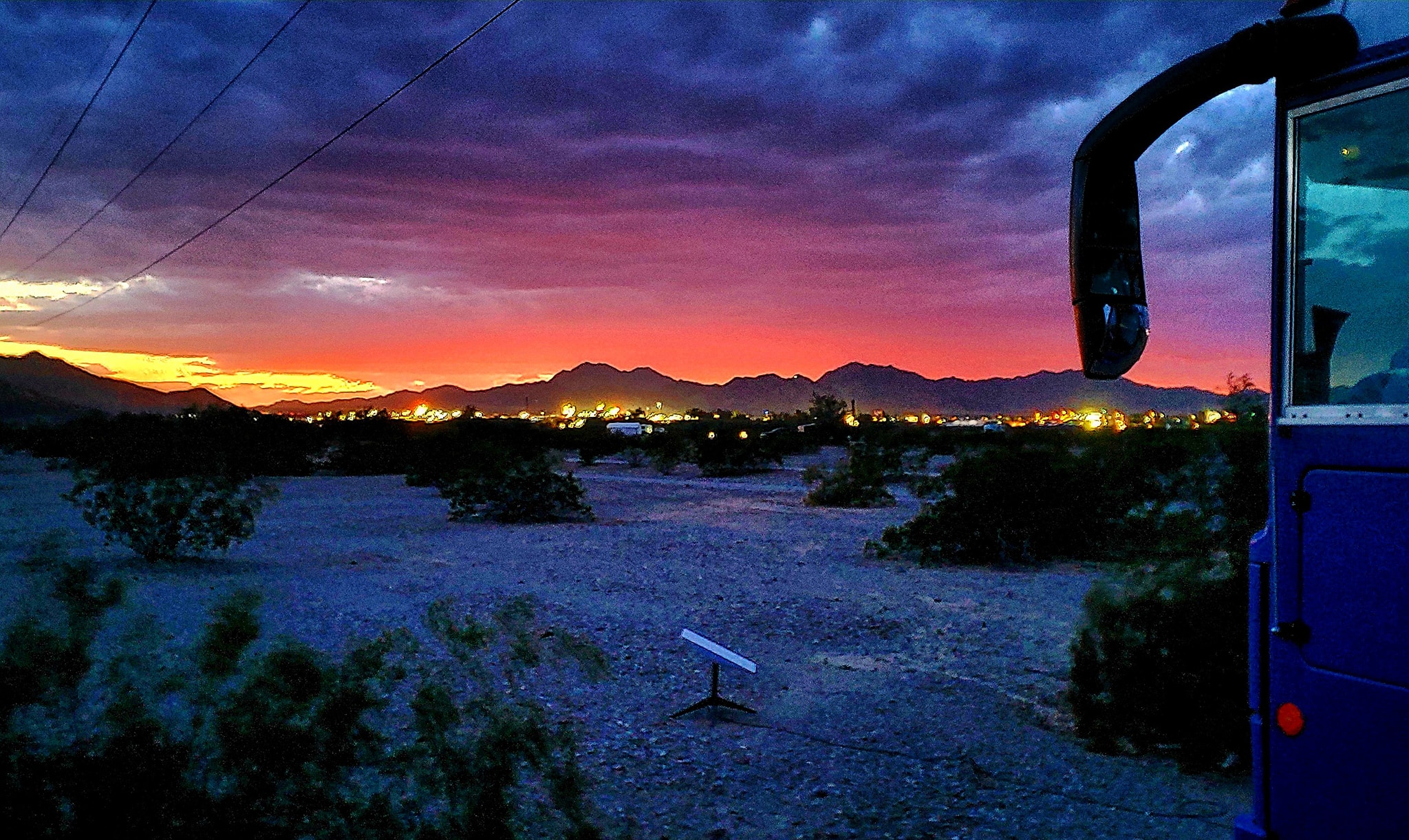 Skoolie Outside of Town in Quartzite Early Evening