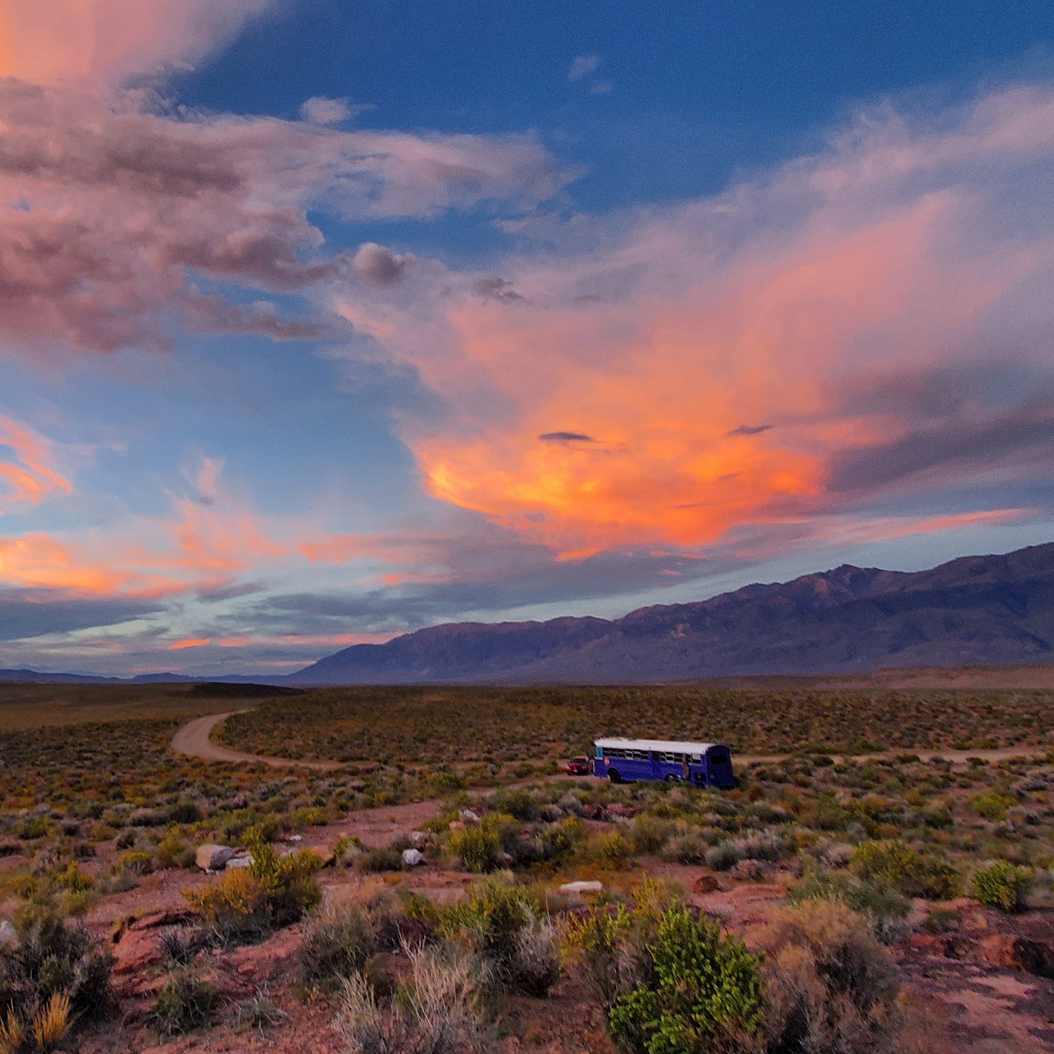 Skoolie Sunset at Volcanic Tablelands