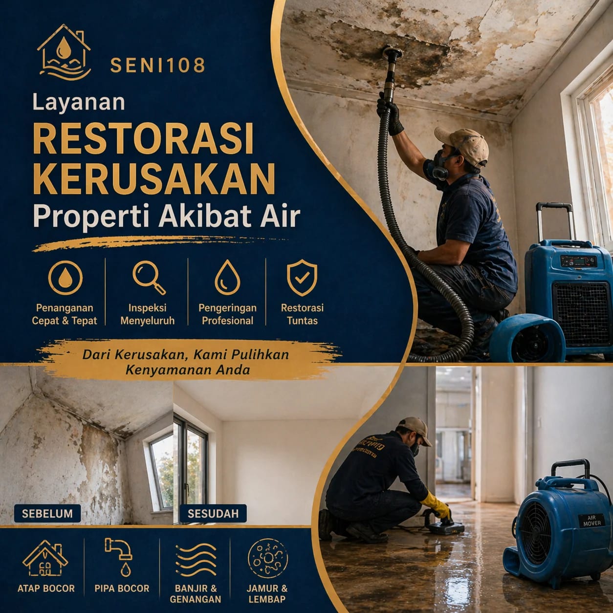 SENI108 : Layanan Restorasi Kerusakan Properti Akibat Air