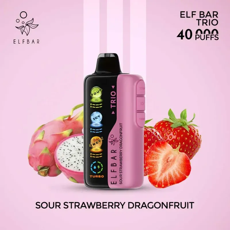 Elf Bar - Sour Strawberry Dragonfruit (40000 Puffs - Trio - 5ml/15ml)