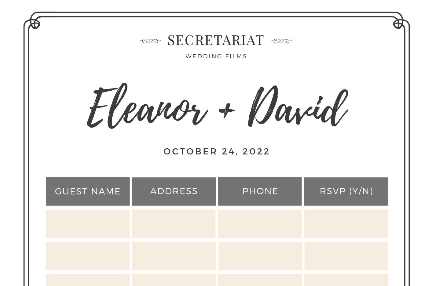 Free Wedding Guest List Template