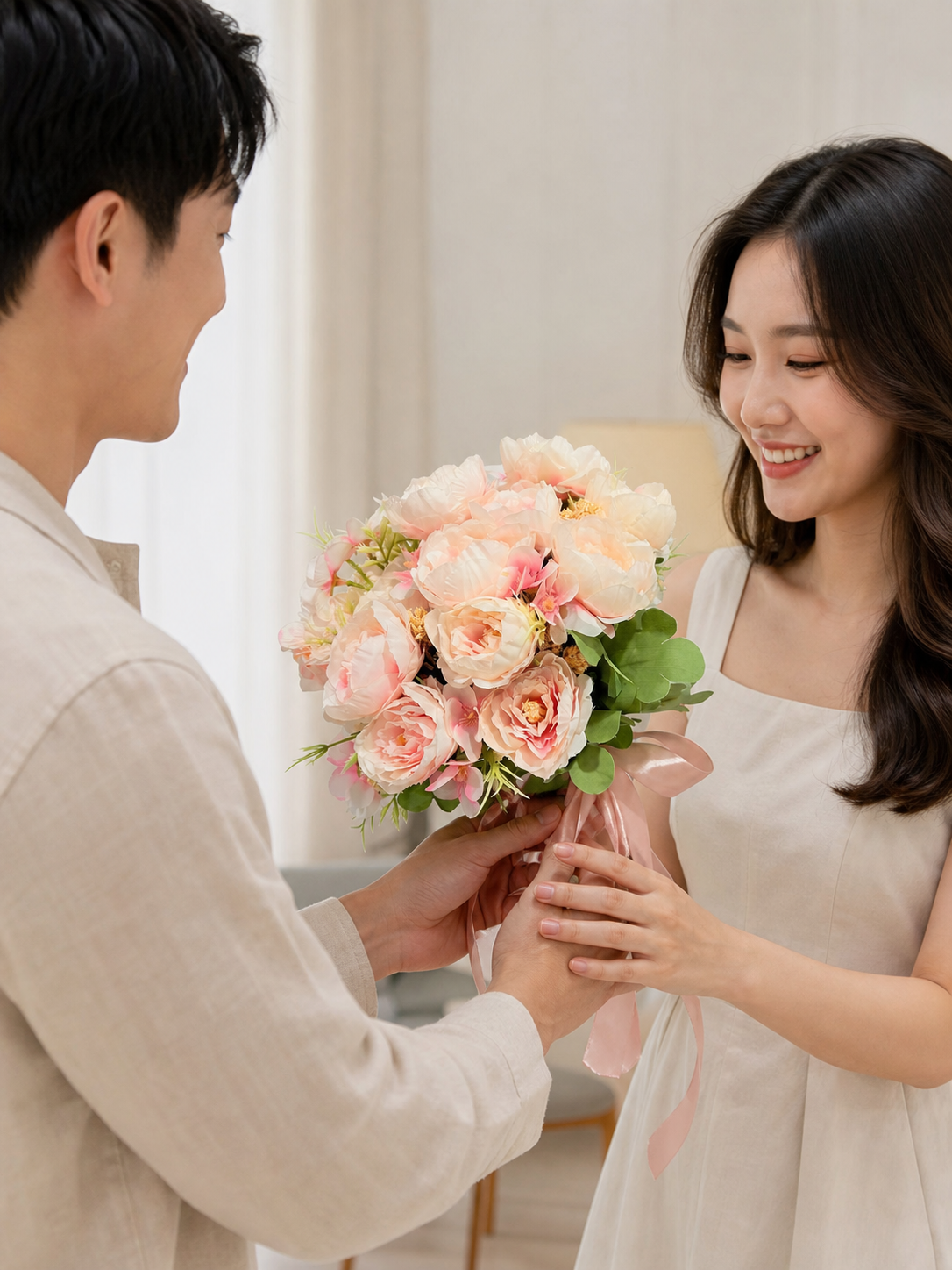 Blush Satin Bouquet thumbnail 4