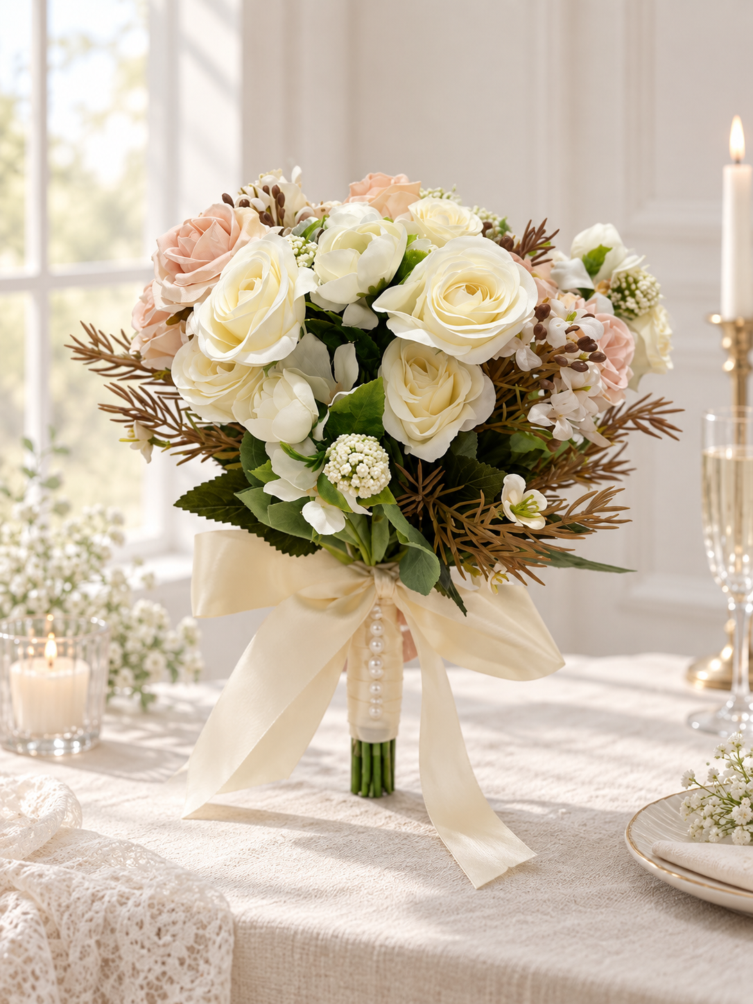 Ivory Blush Garden Bouquet thumbnail 5