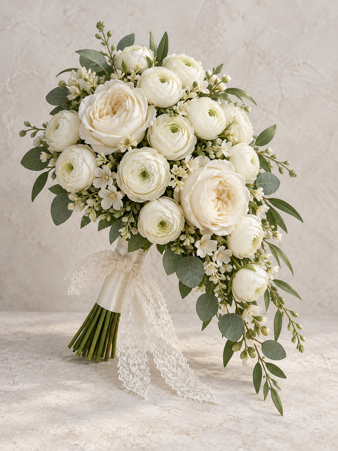 Ivory Lace Flower Bouquet thumbnail 3