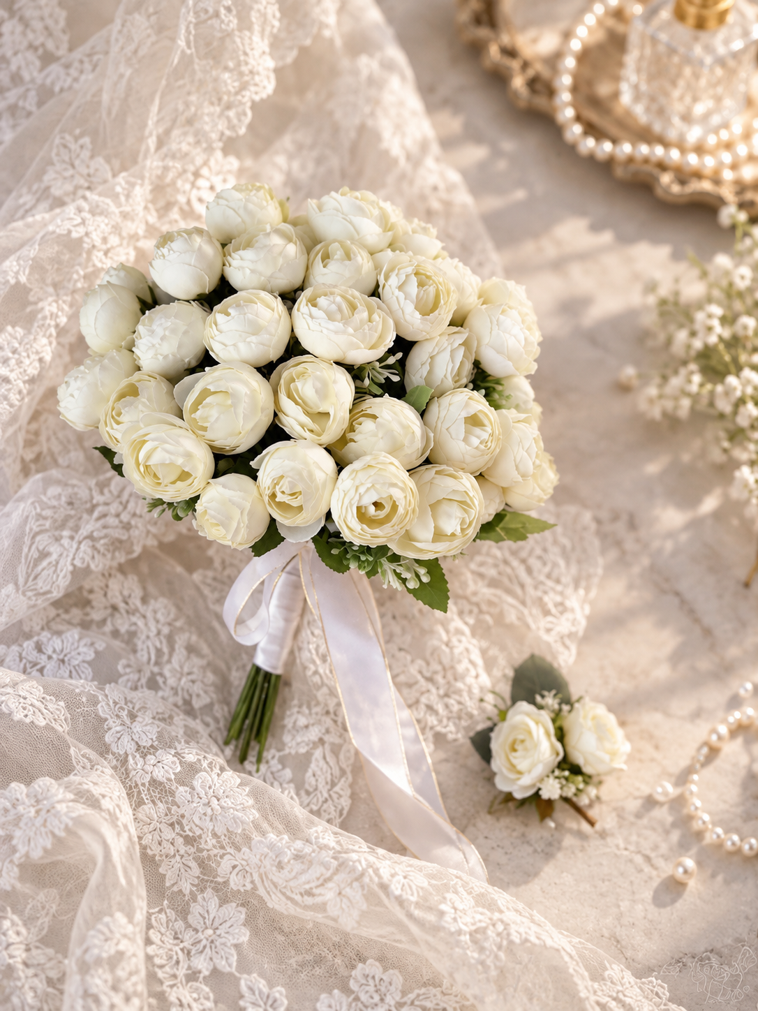 Ivory Lace Flower Bouquet thumbnail 5