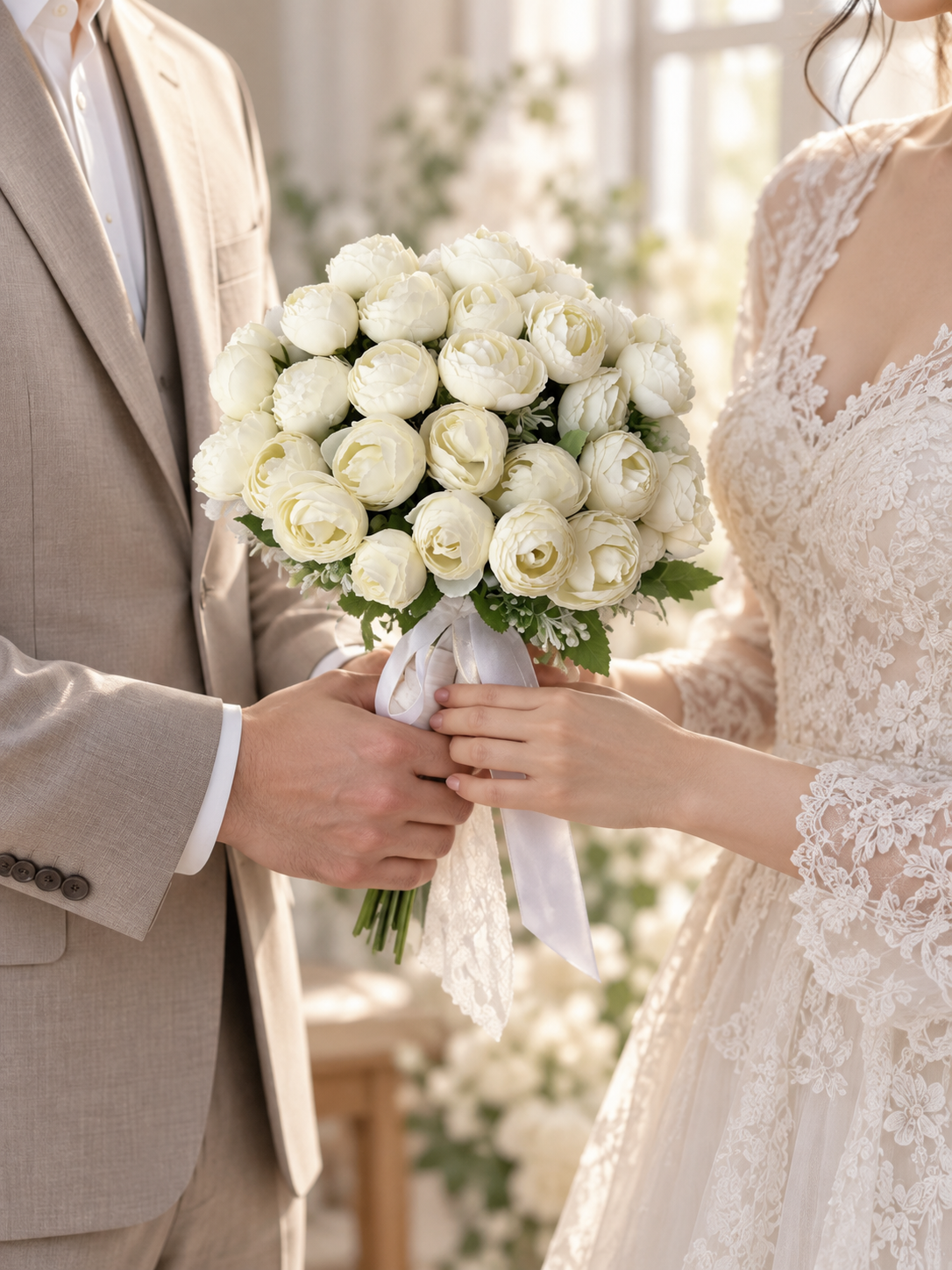 Ivory Lace Flower Bouquet thumbnail 4