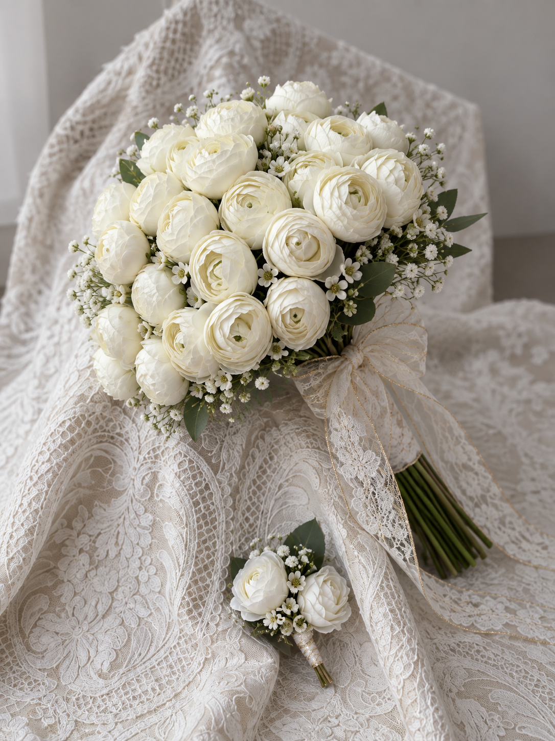 Ivory Lace Flower Bouquet thumbnail 3