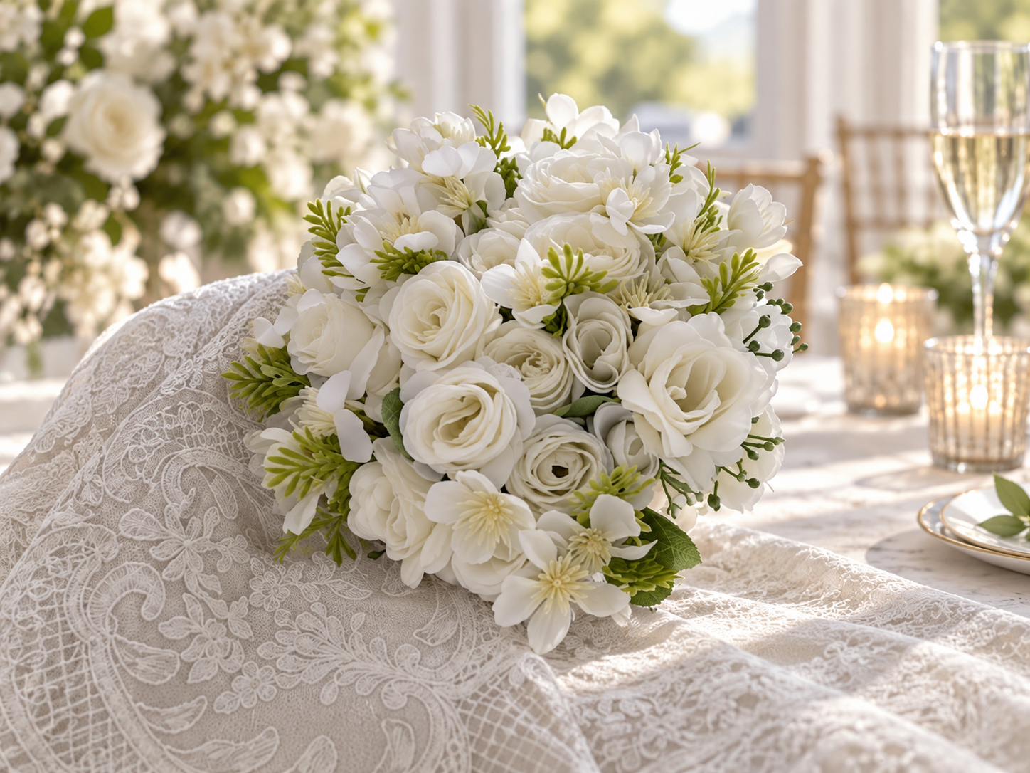 Ivory Lace Flower Bouquet thumbnail 5