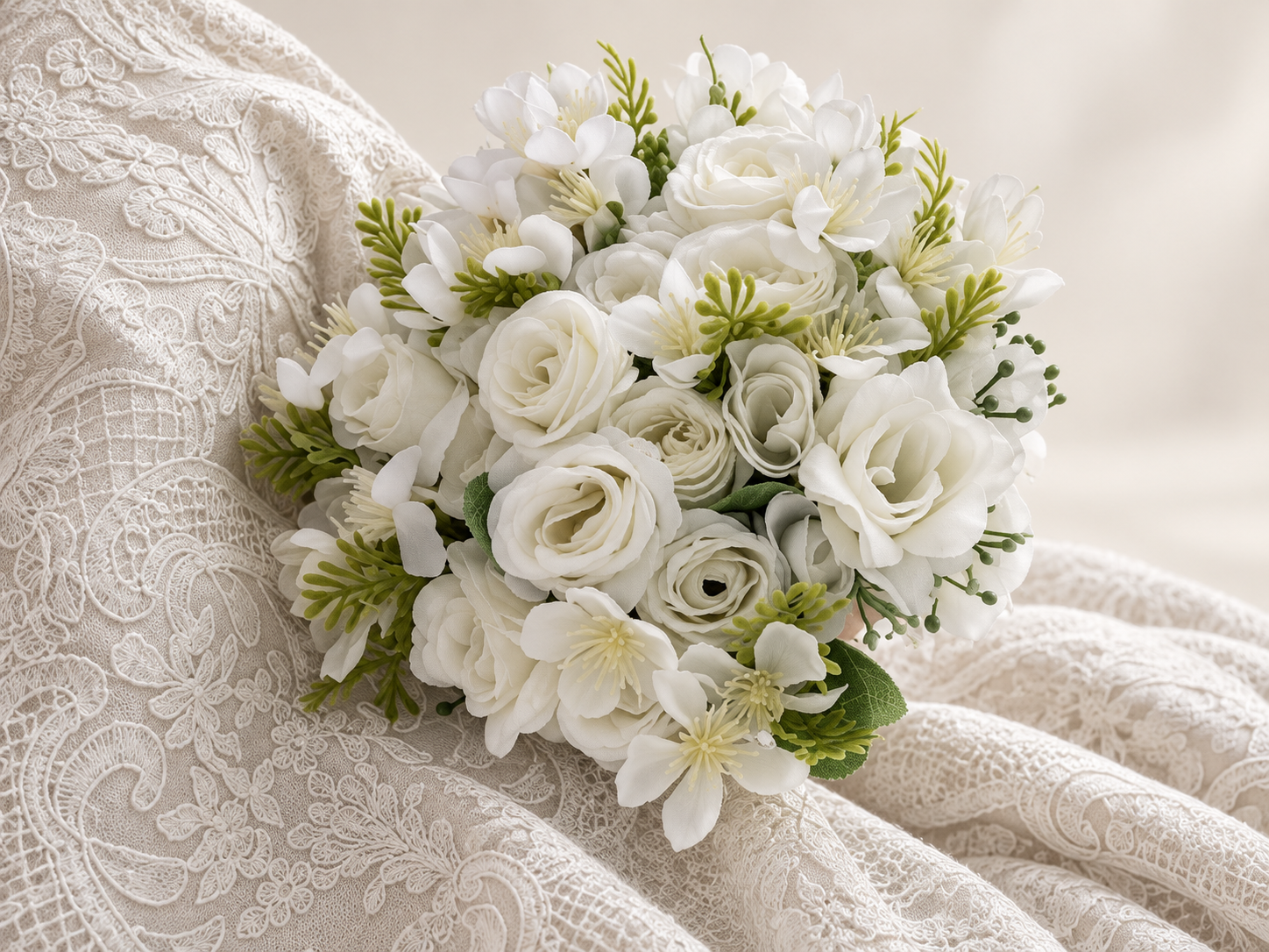 Ivory Lace Flower Bouquet thumbnail 2