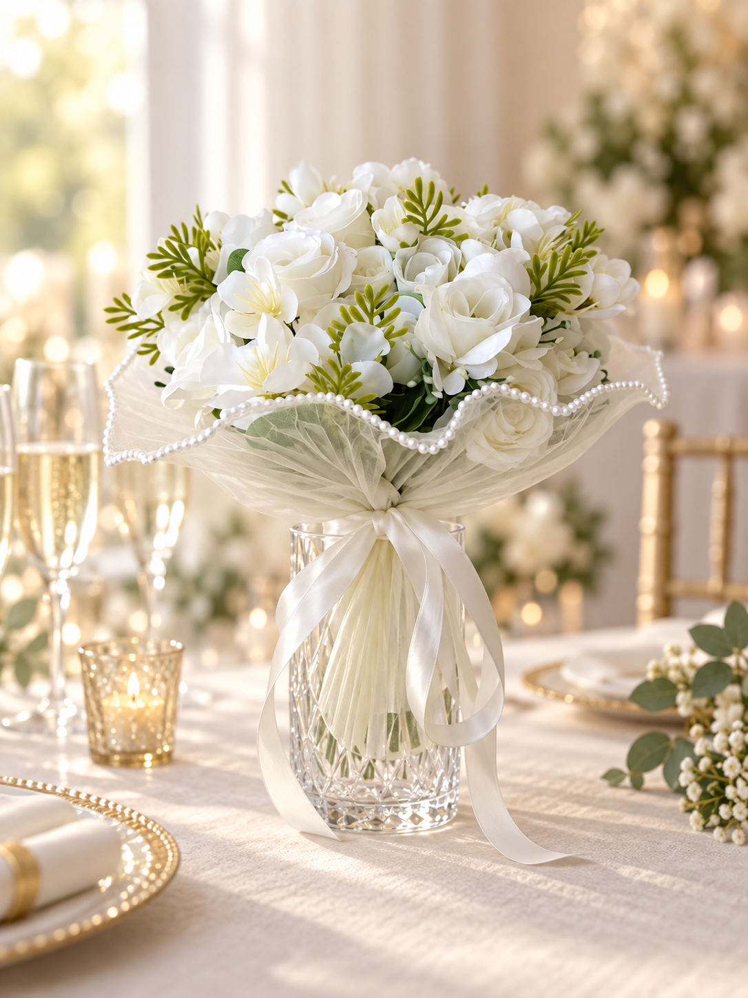 Ivory Pearl Lace Bouquet thumbnail 5