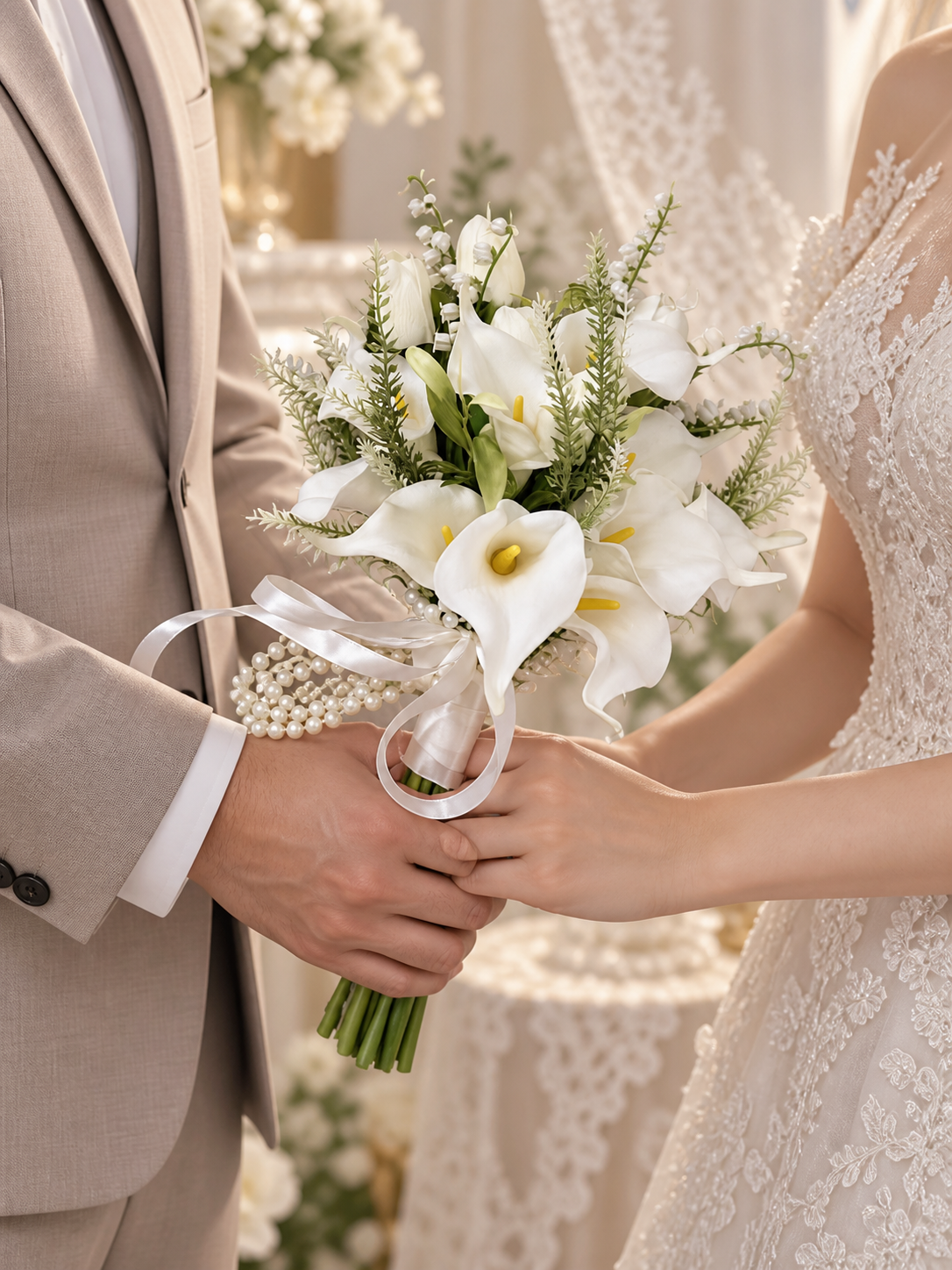 Ivory Pearl Calla Bouquet thumbnail 4