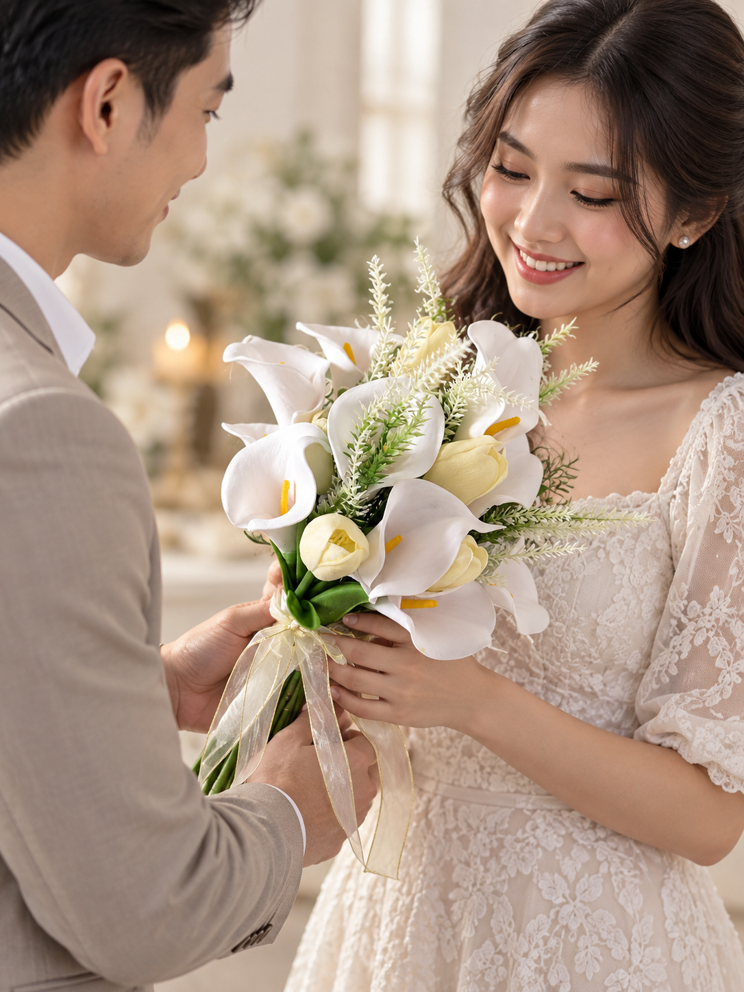 Ivory Lace Calla Bouquet thumbnail 4