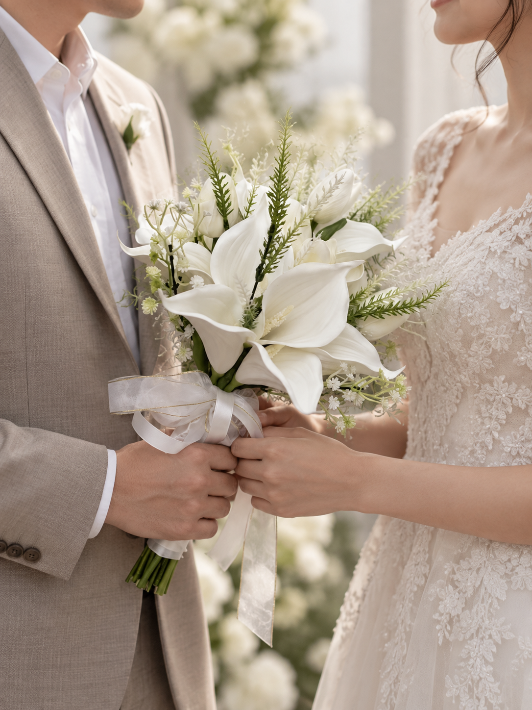 Ivory Lace Calla Bouquet thumbnail 4