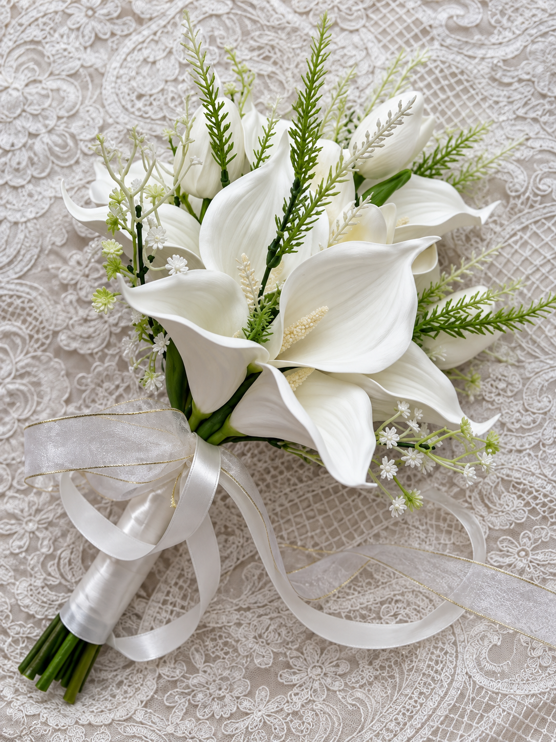 Ivory Lace Calla Bouquet thumbnail 2