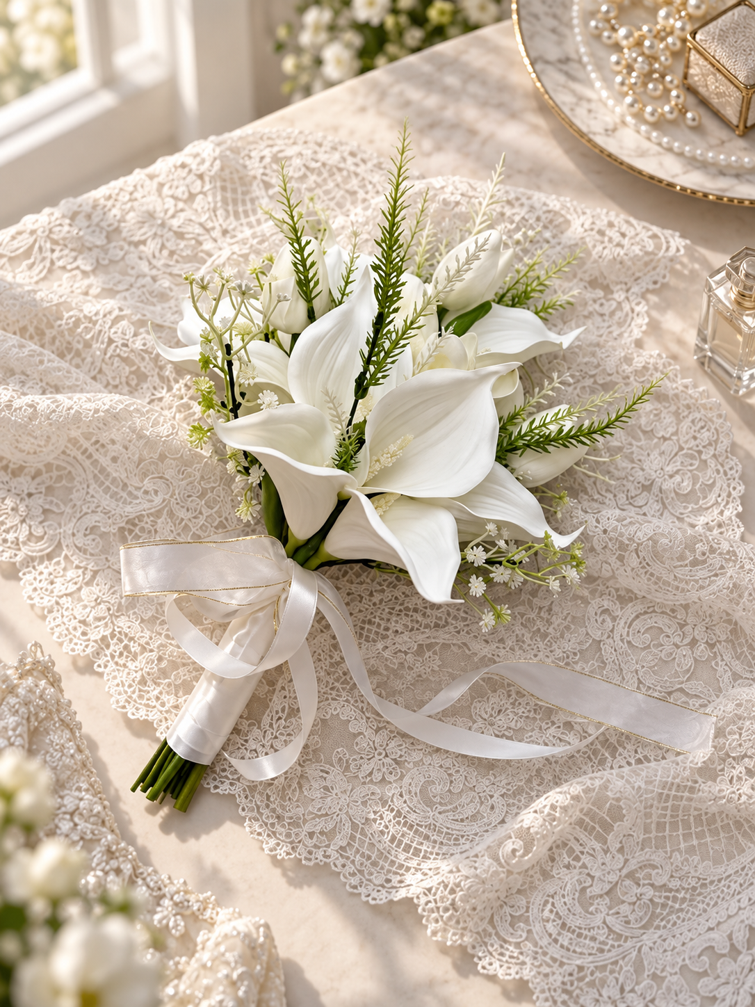 Ivory Lace Calla Bouquet thumbnail 5