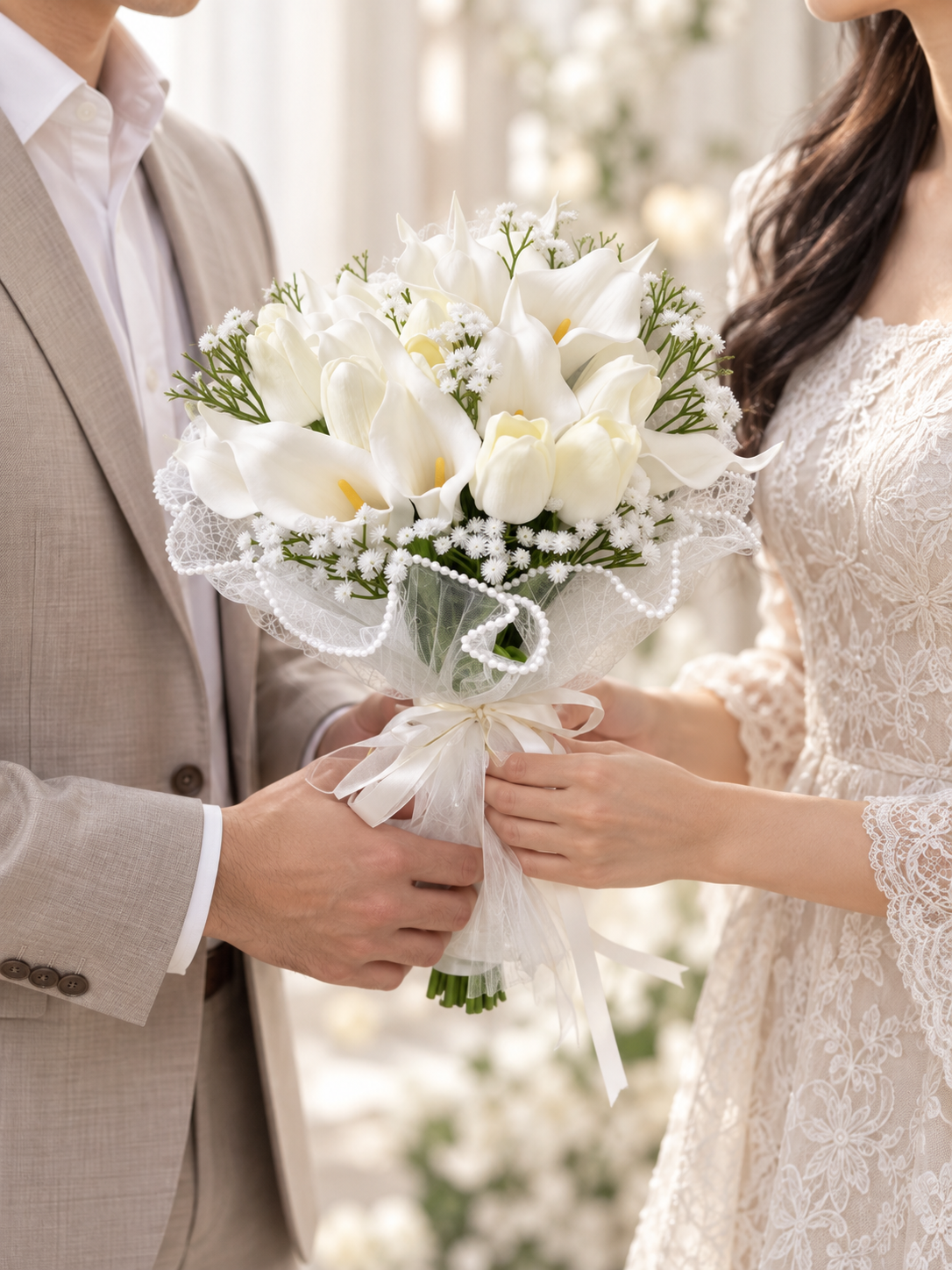 Ivory Lace Calla Bouquet thumbnail 4