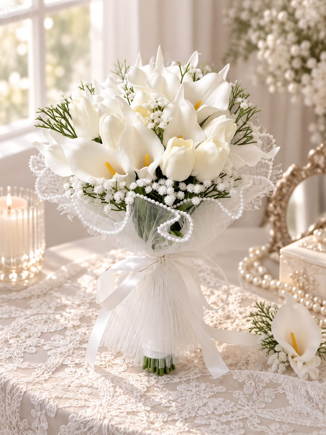 Ivory Lace Calla Bouquet thumbnail 5