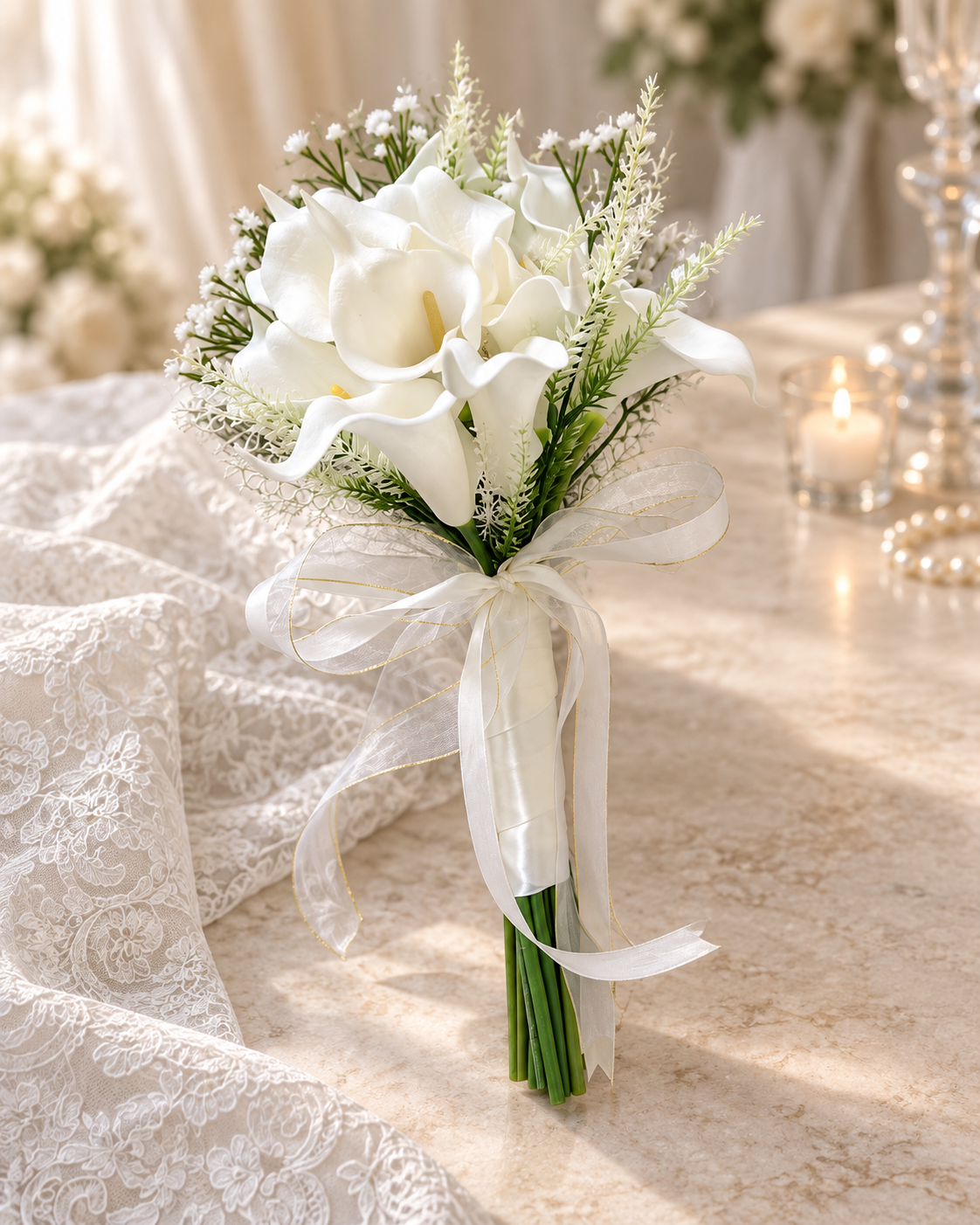 Ivory Lace Calla Bouquet thumbnail 5