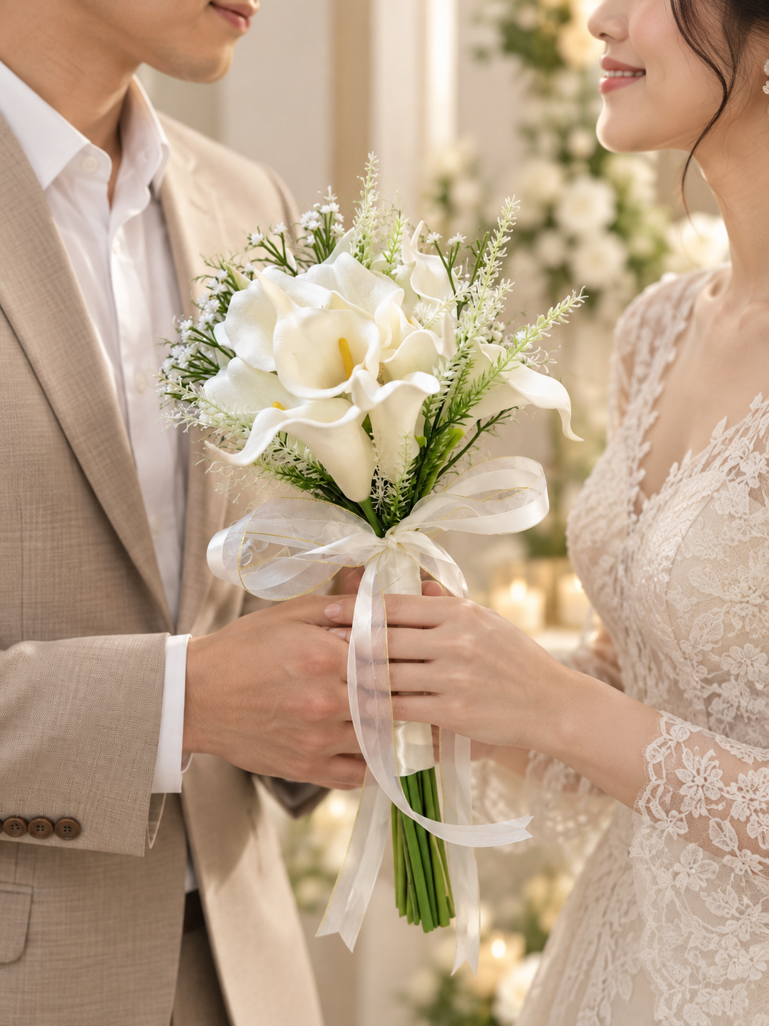 Ivory Lace Calla Bouquet thumbnail 4