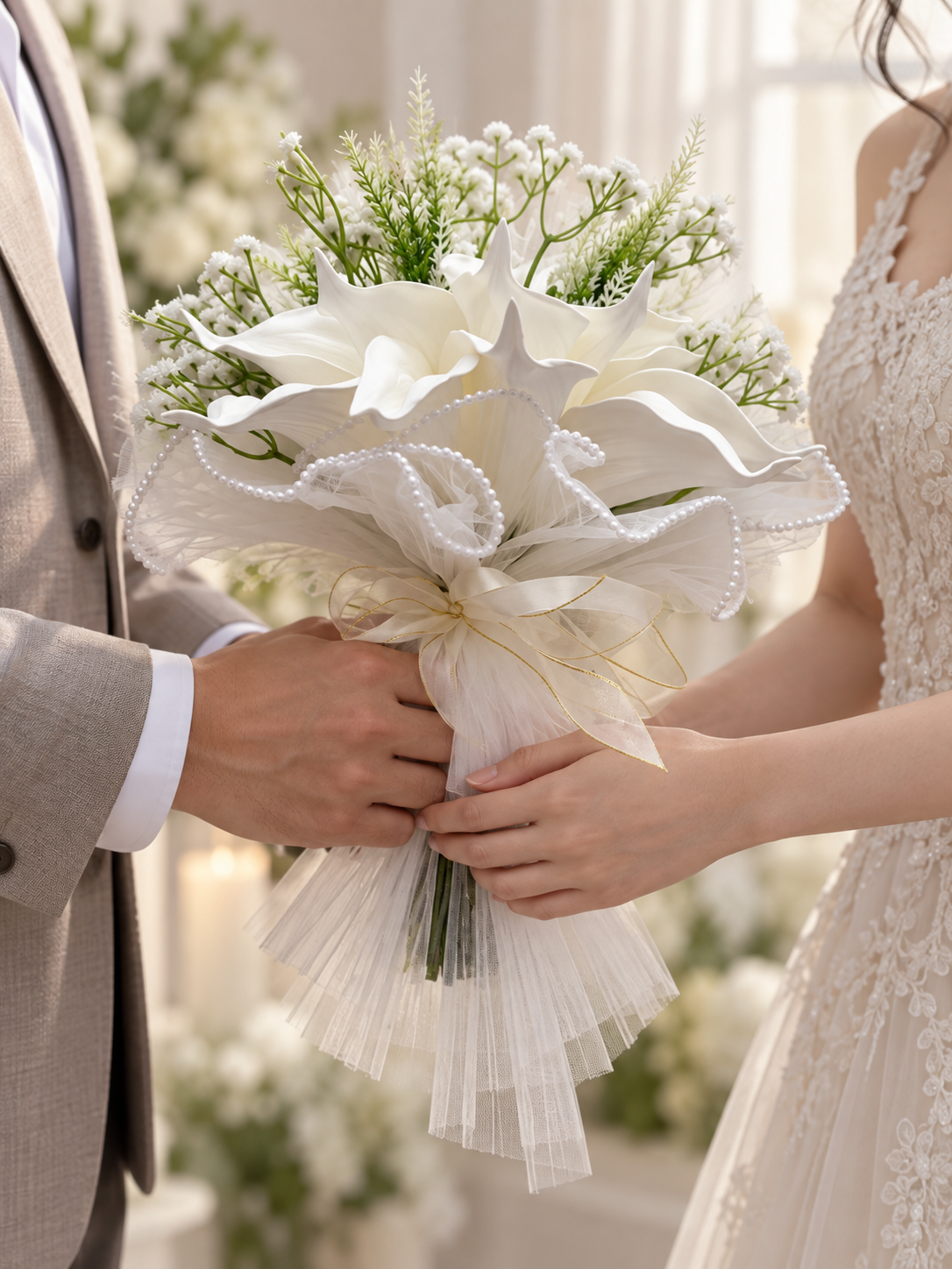 Ivory Pearl Lace Bouquet thumbnail 4