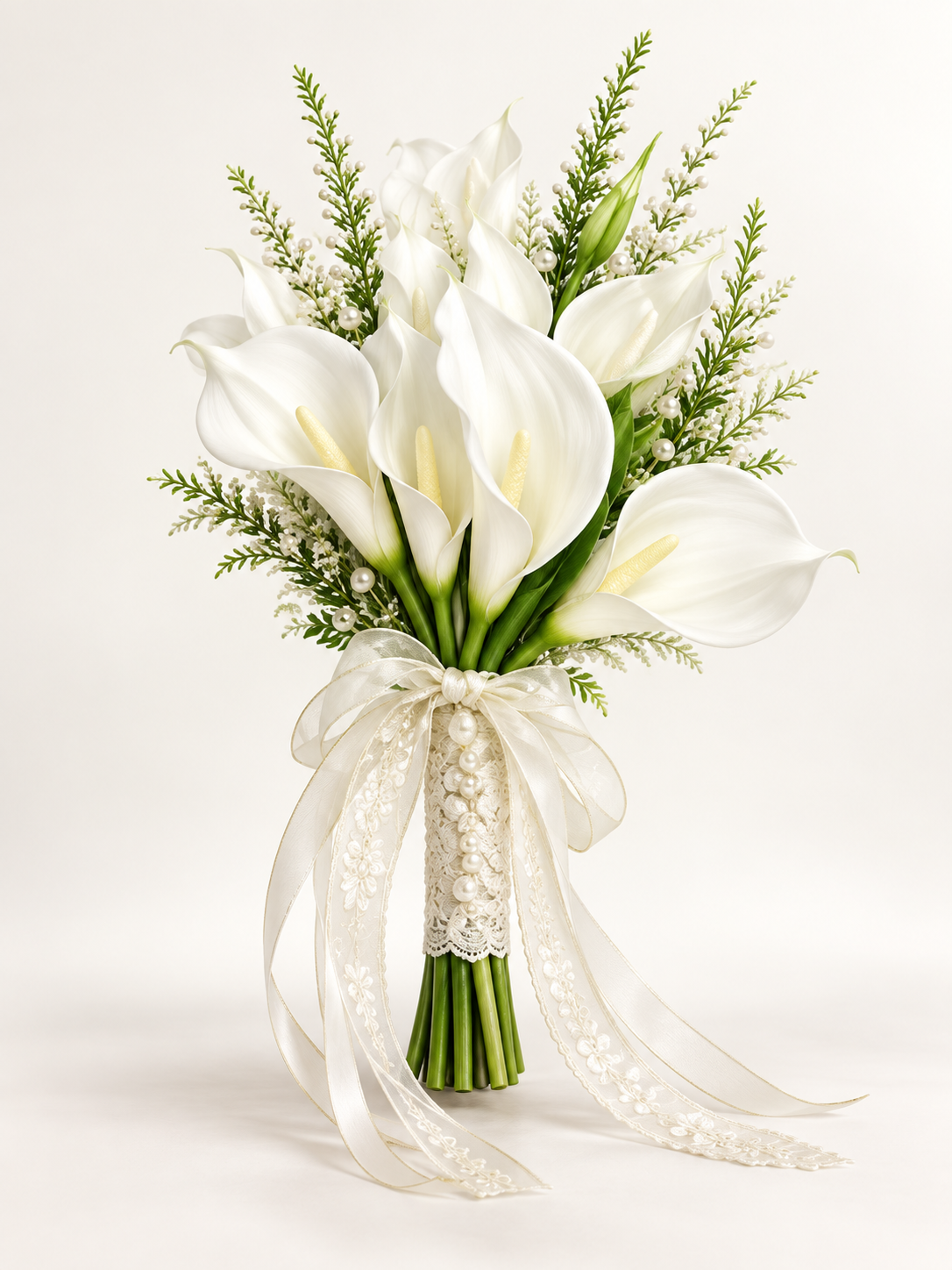 Ivory Pearl Lace Calla Bouquet