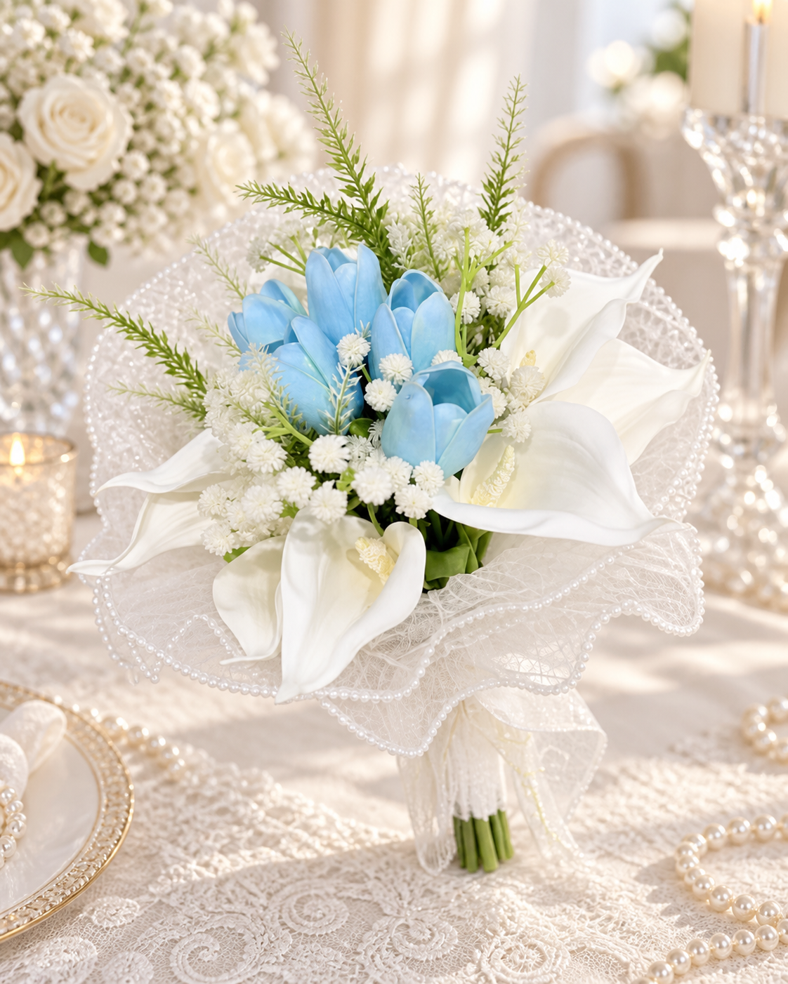 Azure Pearl Lace Calla Bouquet thumbnail 5