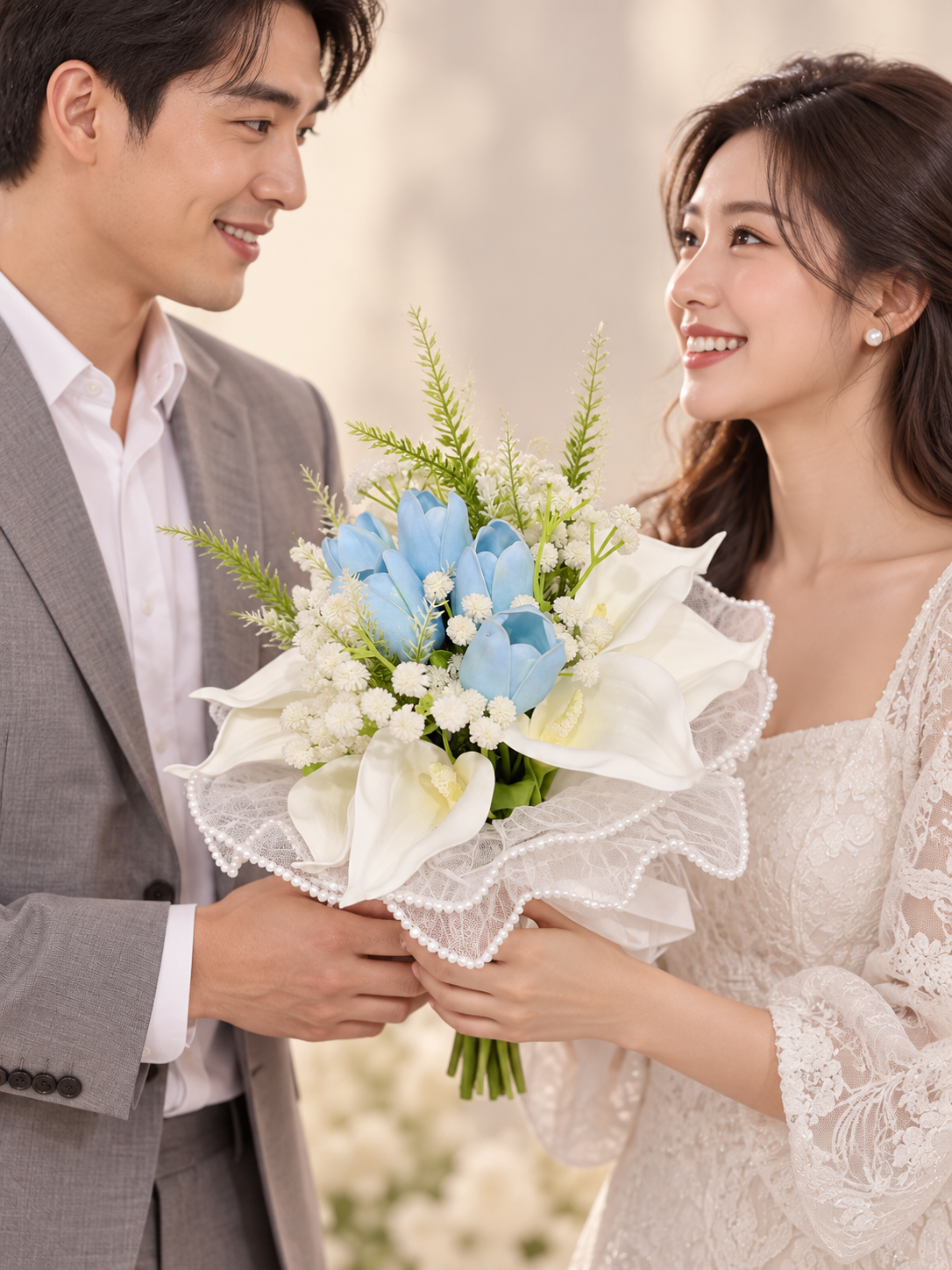 Azure Pearl Lace Calla Bouquet thumbnail 4