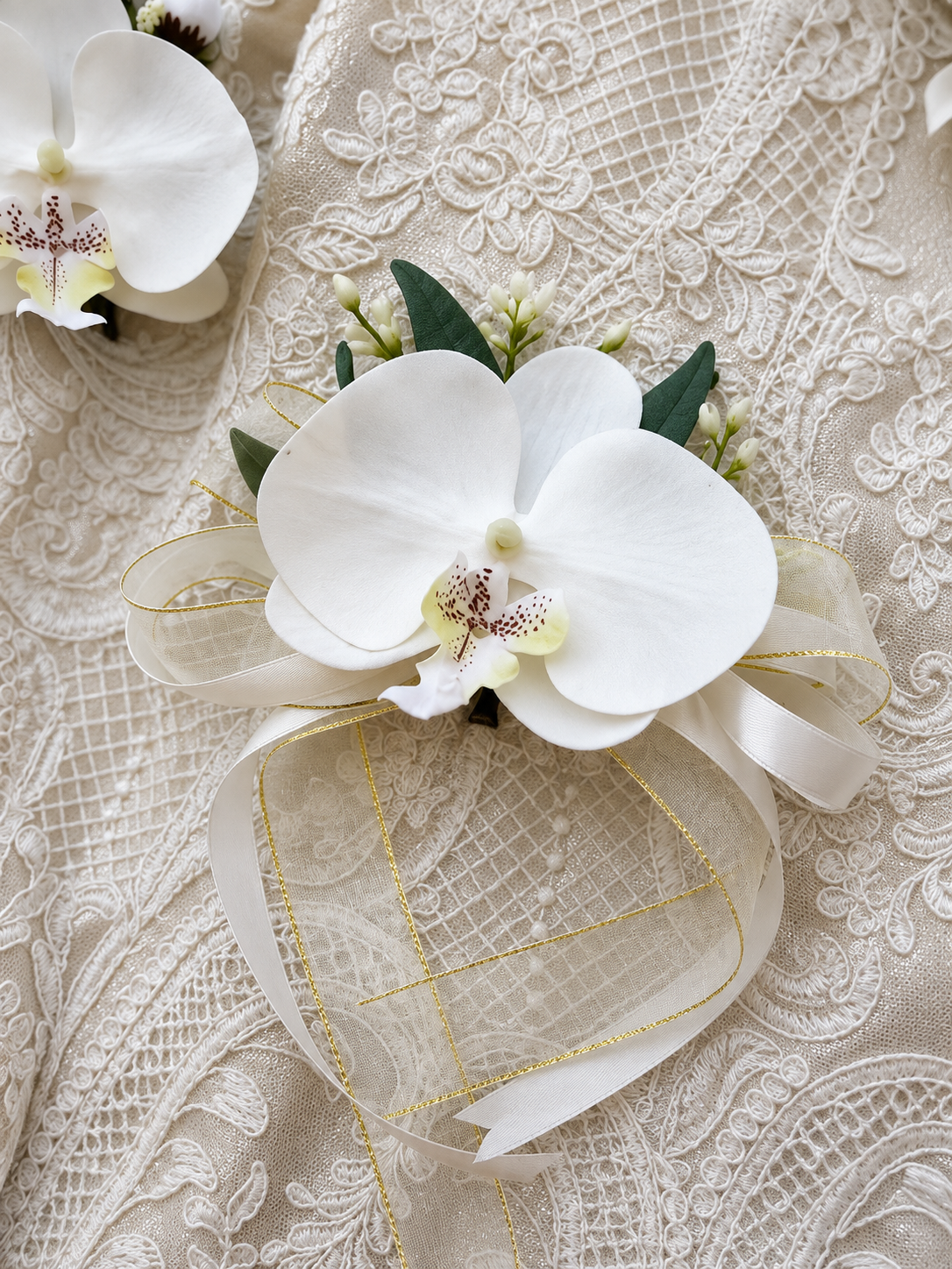 Ivory Lace Orchid Corsage thumbnail 2