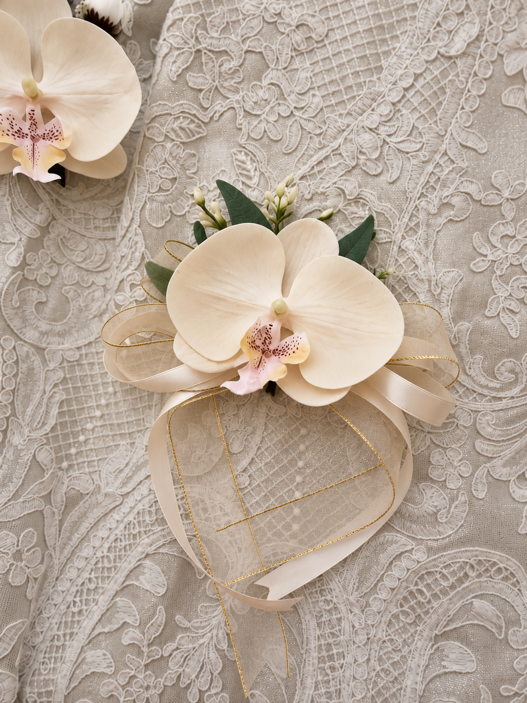 Ivory Lace Orchid Corsage thumbnail 3