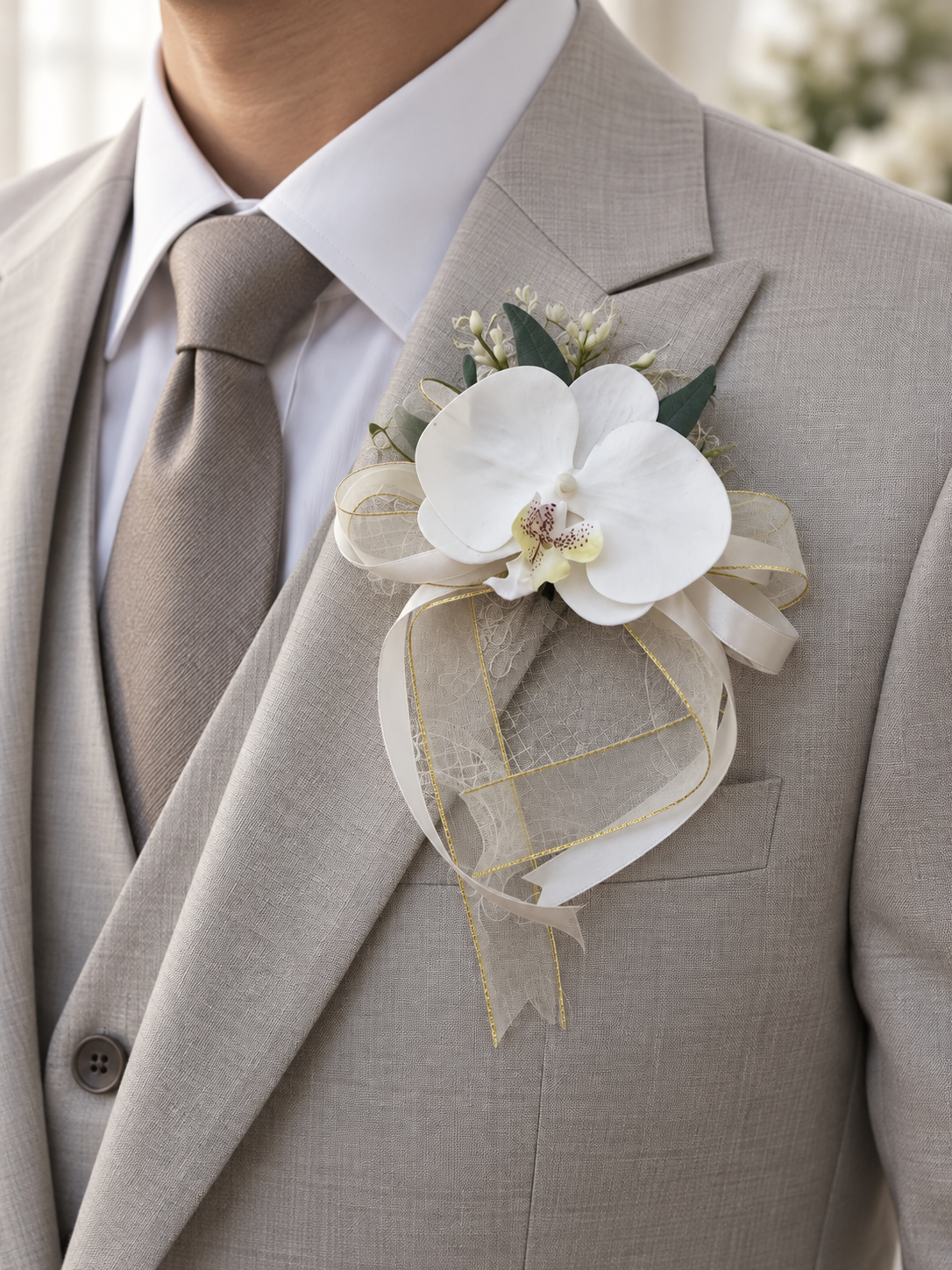 Ivory Lace Orchid Corsage thumbnail 4