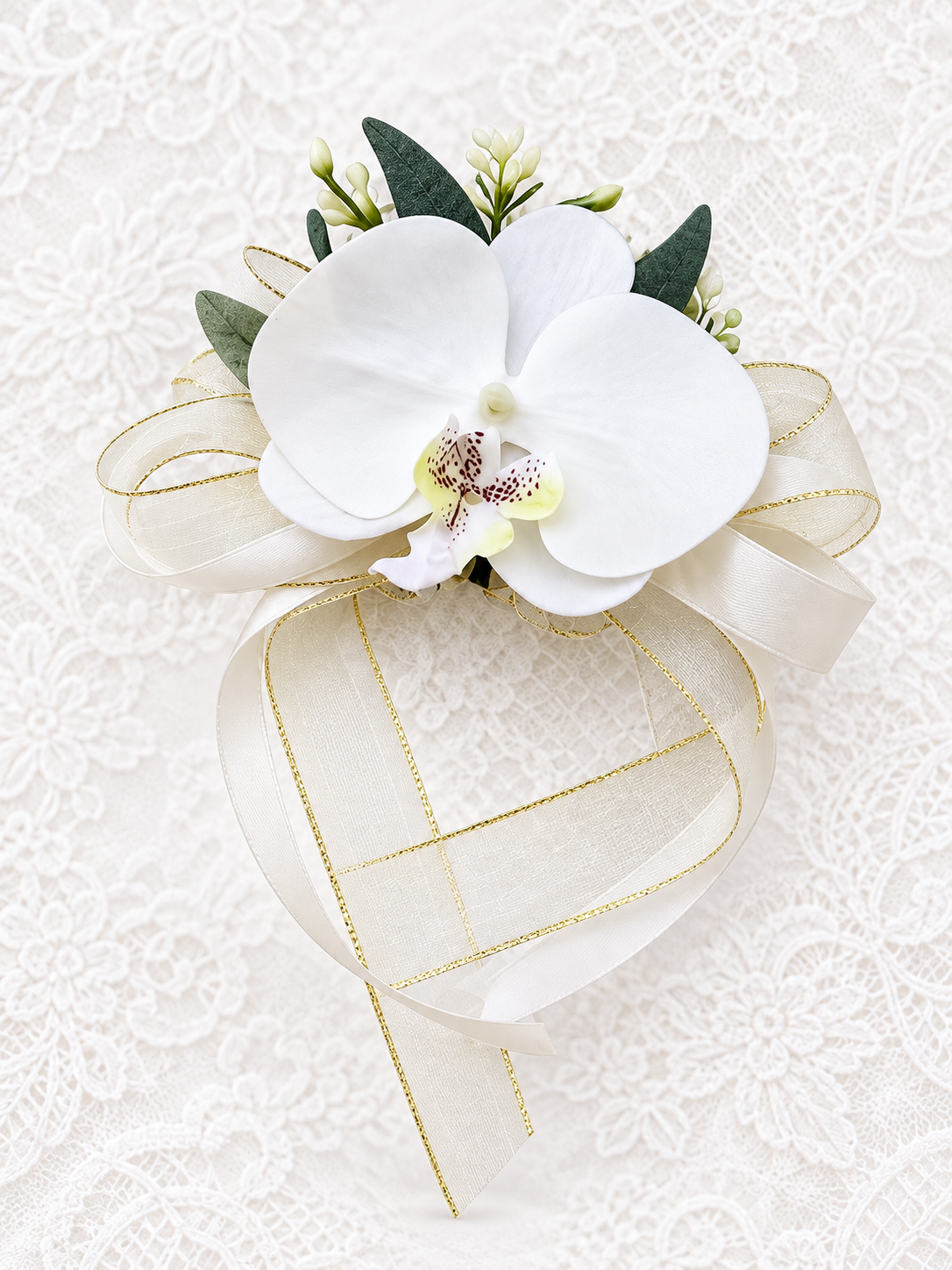 Ivory Lace Orchid Corsage
