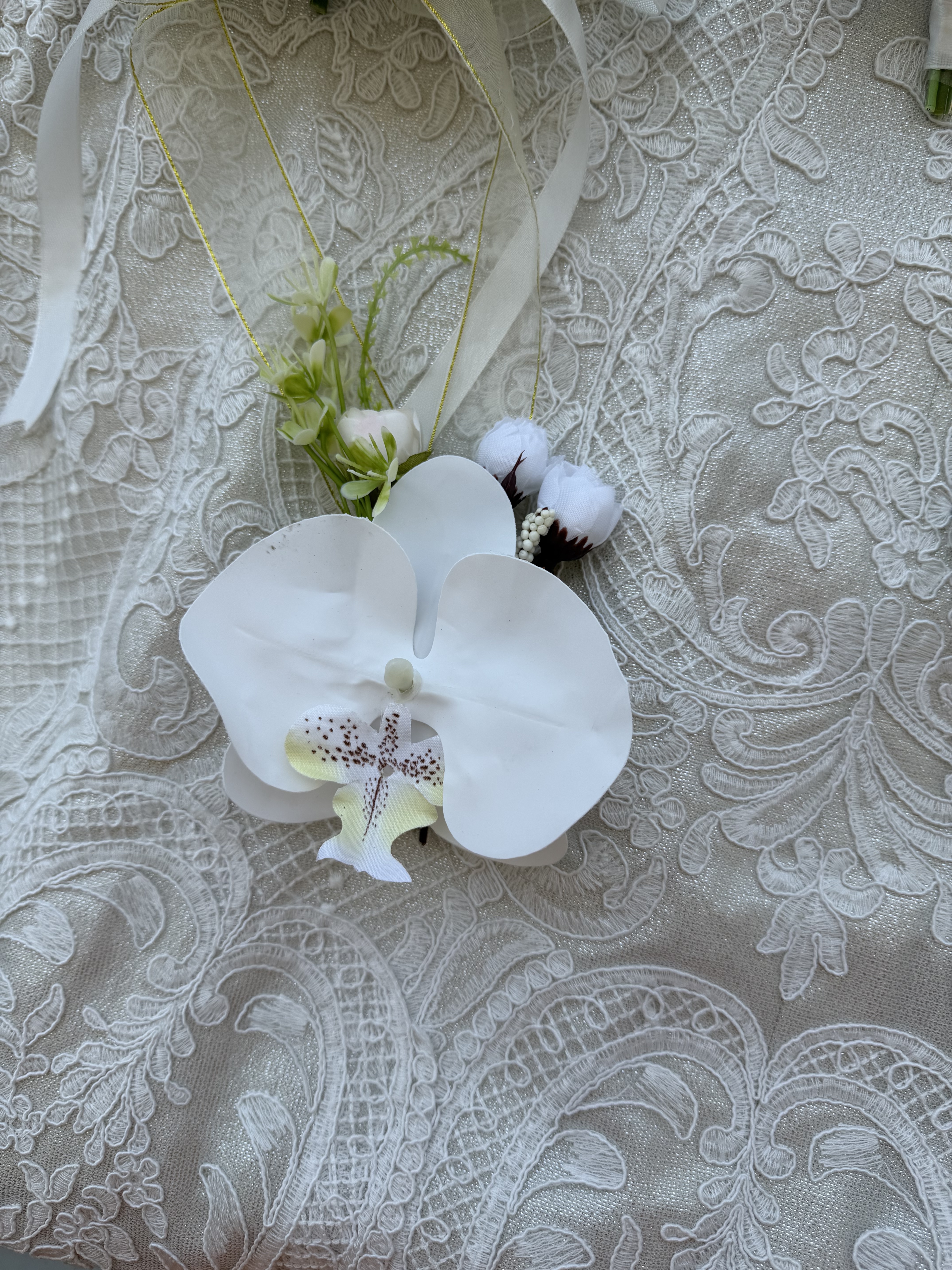 Ivory Lace Orchid Corsage thumbnail 6