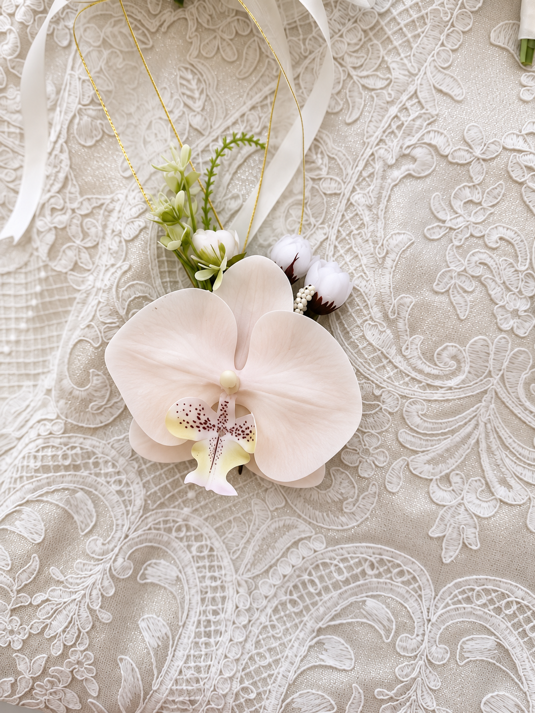 Ivory Lace Orchid Corsage thumbnail 3