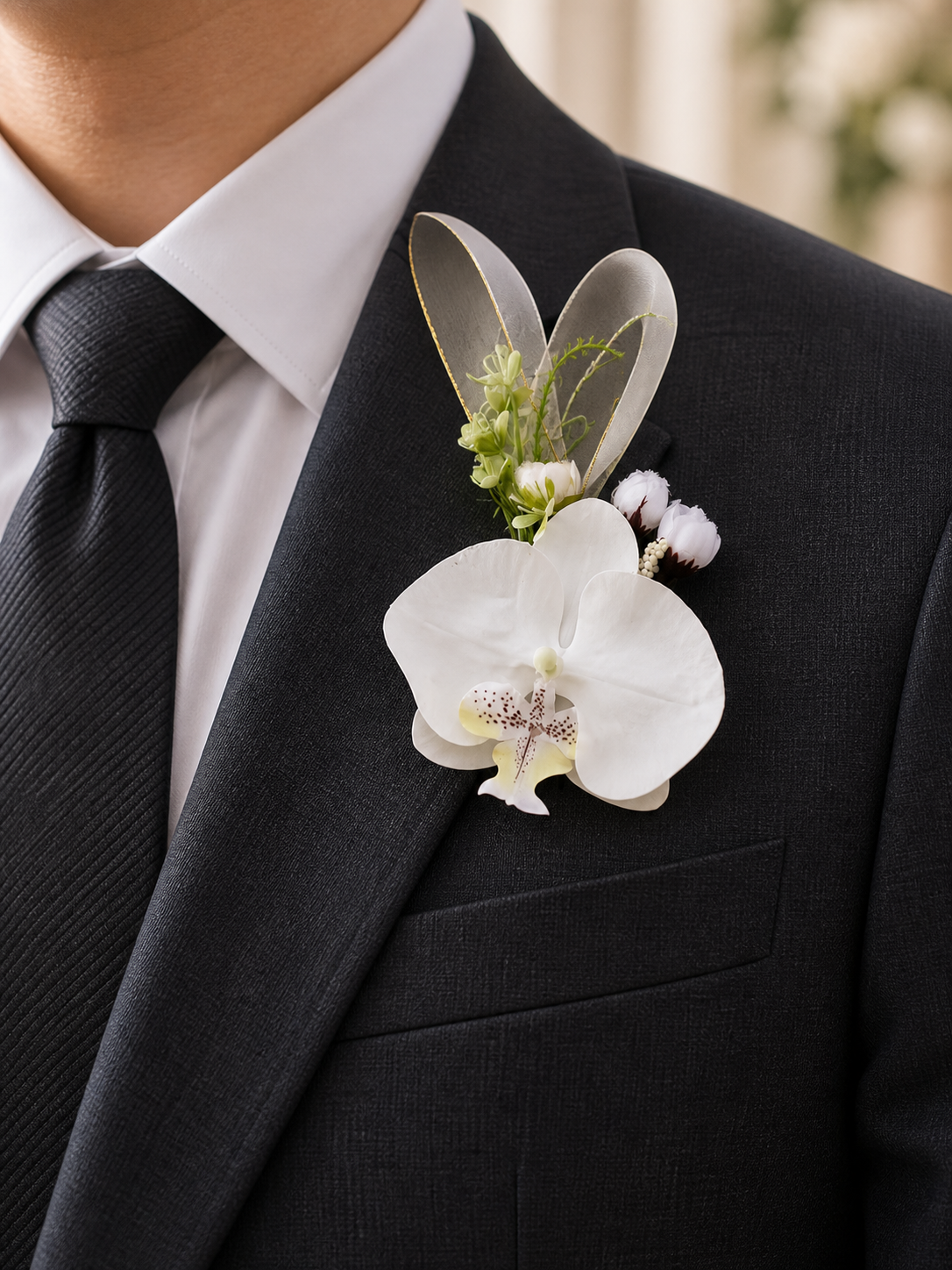 Ivory Lace Orchid Corsage thumbnail 4