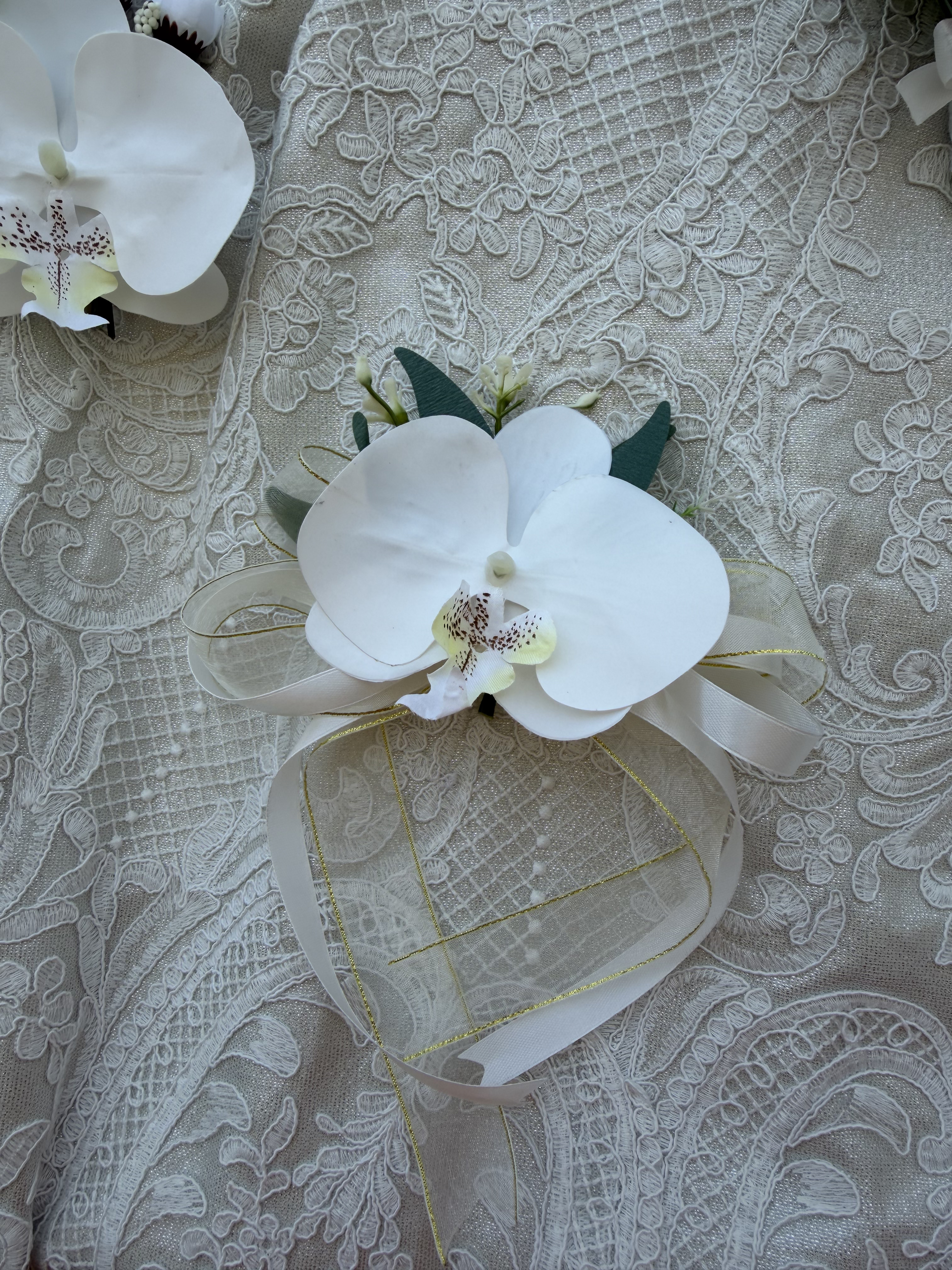 Ivory Lace Orchid Corsage thumbnail 6