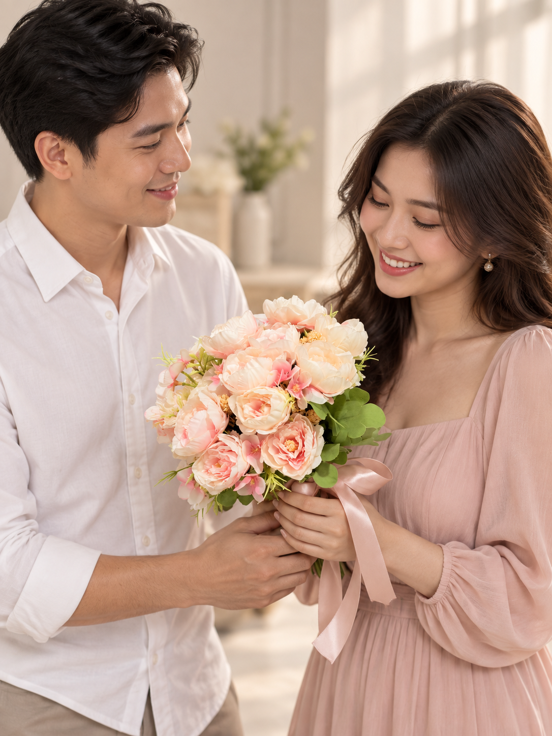 Blush Satin Bouquet thumbnail 4