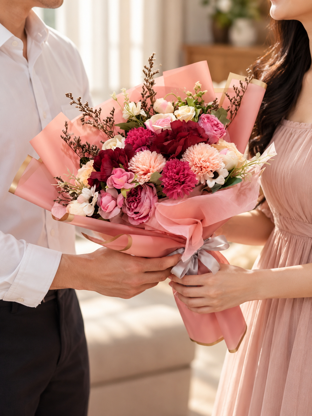 Crimson Blush Garden Bouquet thumbnail 4