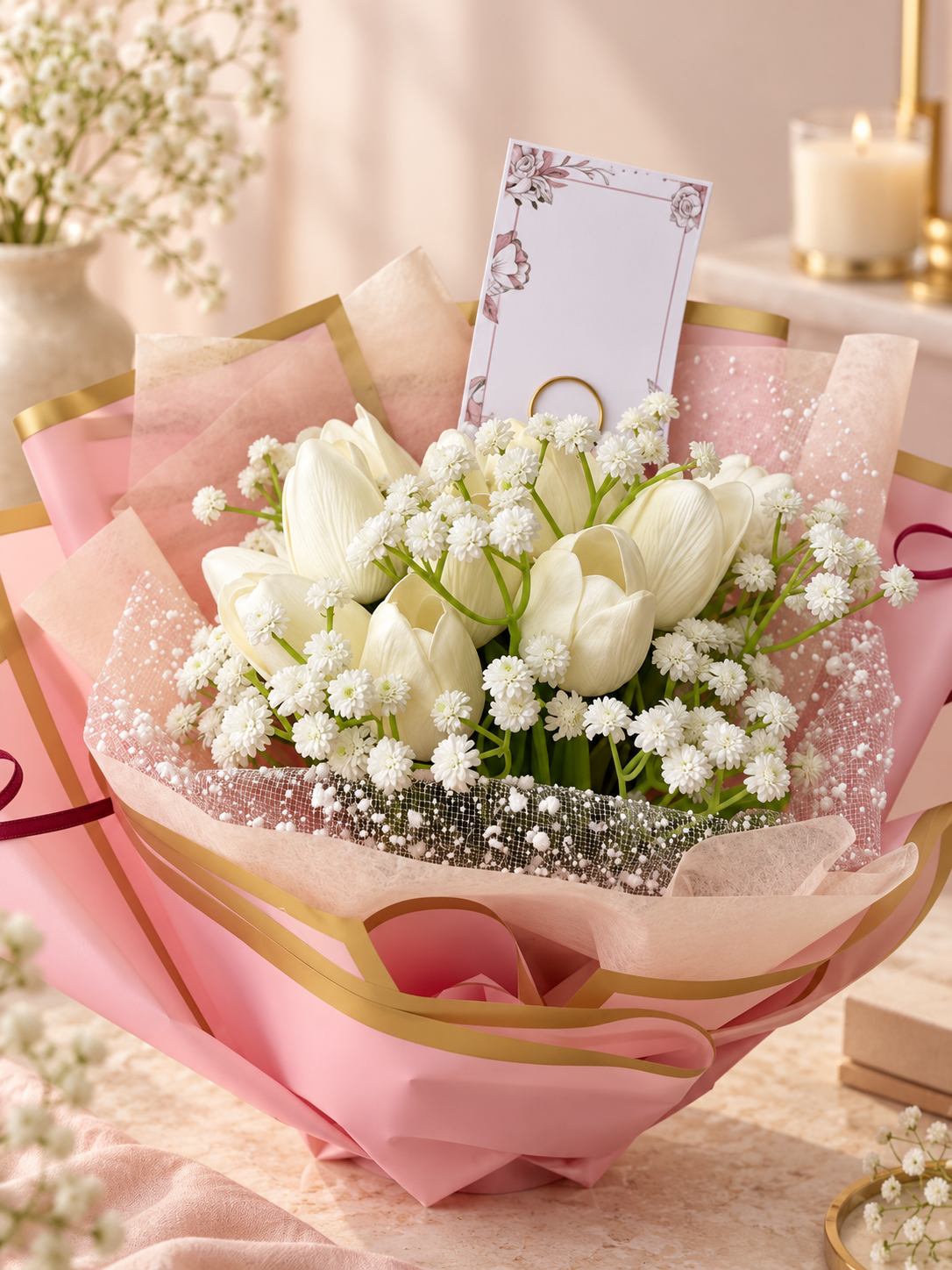 Ivory Pearl Lily Bouquet thumbnail 5