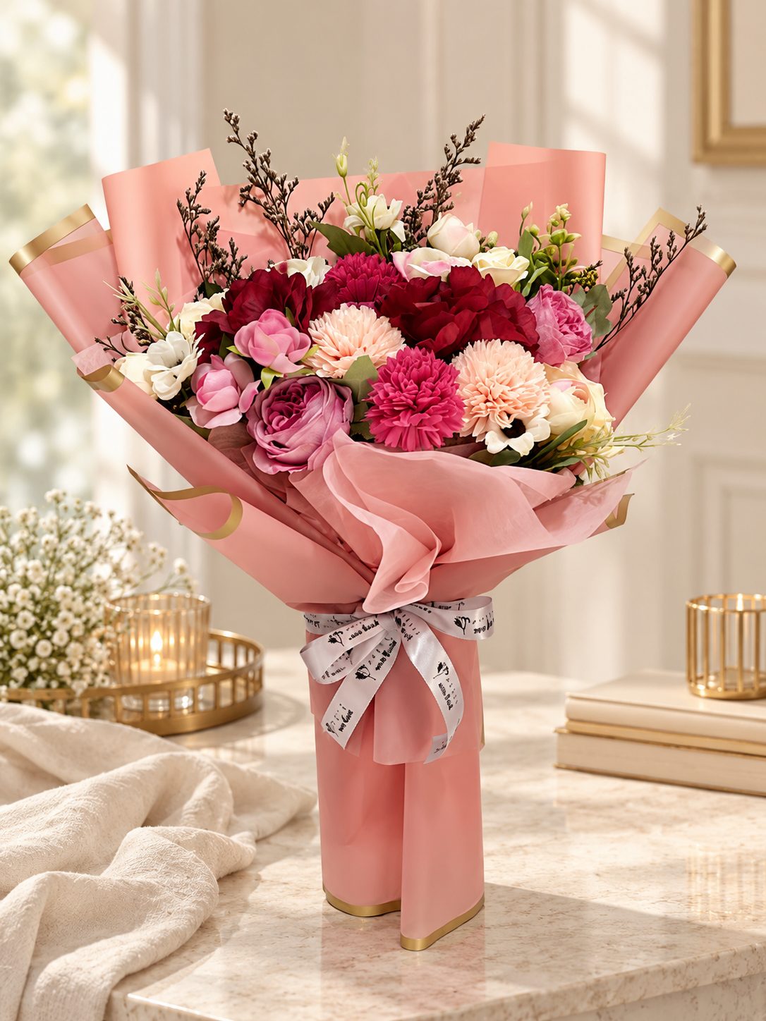 Crimson Blush Garden Bouquet thumbnail 5