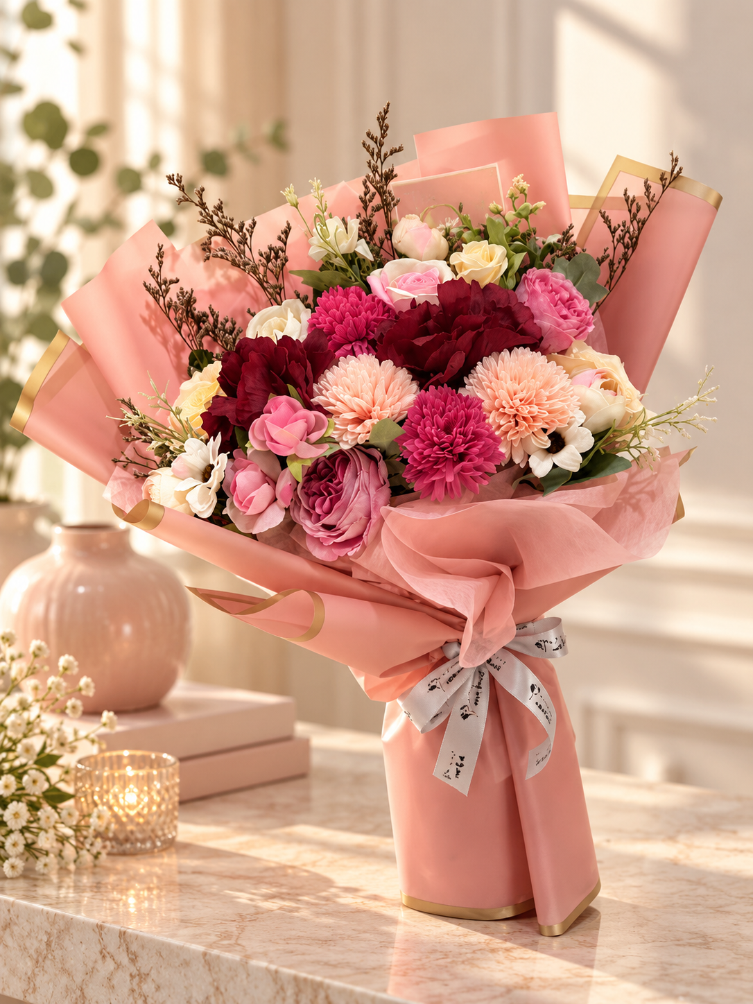 Crimson Blush Garden Bouquet thumbnail 5